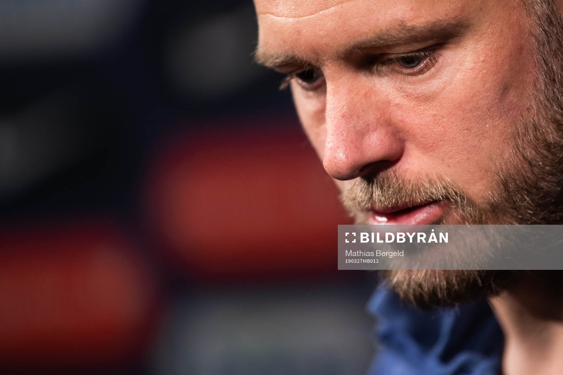 Andreas Granqvist of Sweden talks to the media