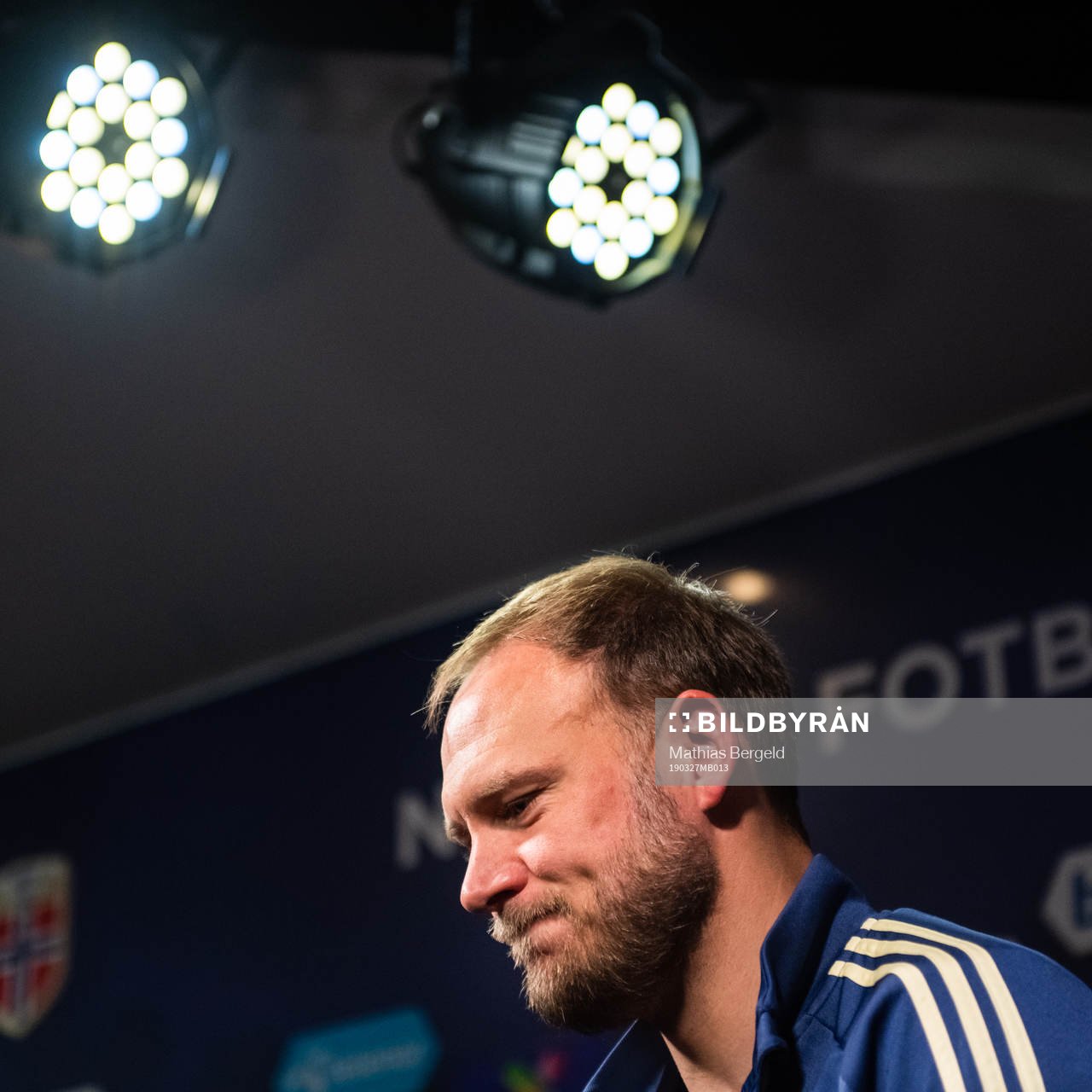 Andreas Granqvist of Sweden talks to the media in the mixed zone after the UEFA Euro qualifier football match between Norway and Sweden on March 26, 2019 in Oslo.