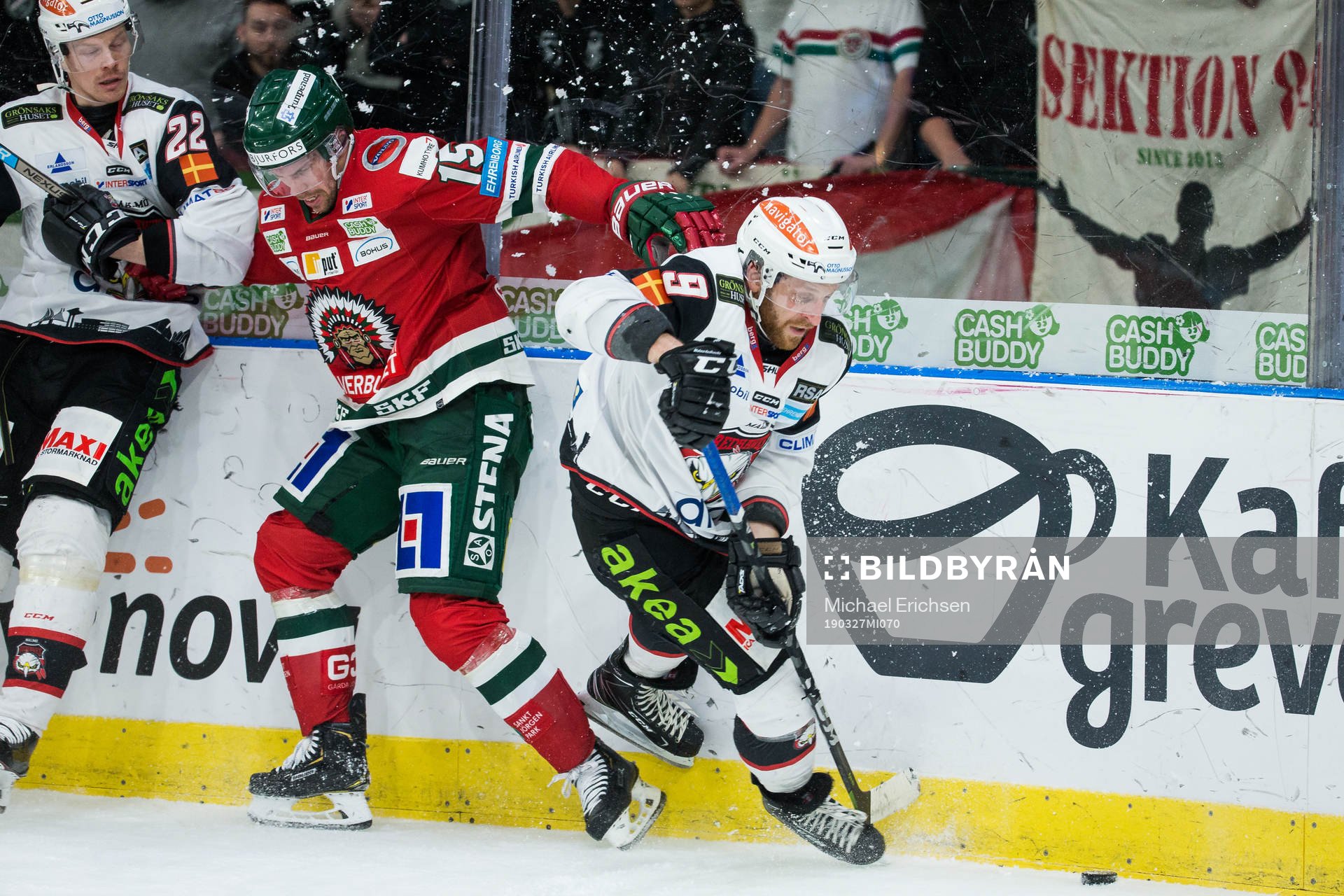 Malmö Redhawks Lars Bryggman och Frederik Storm mot