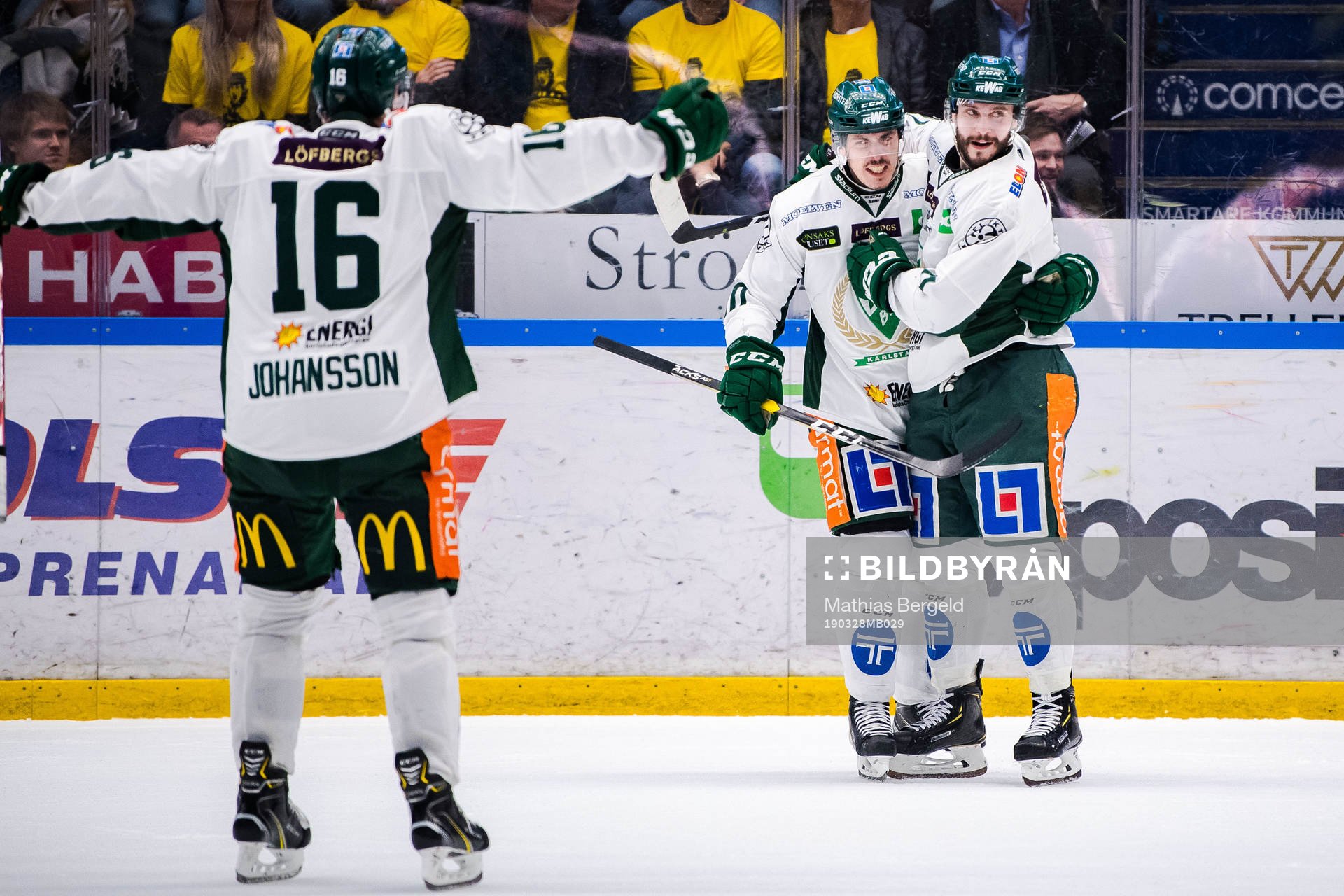 Färjestads Alexander Johansson, Sebastian Erixon och Jesse