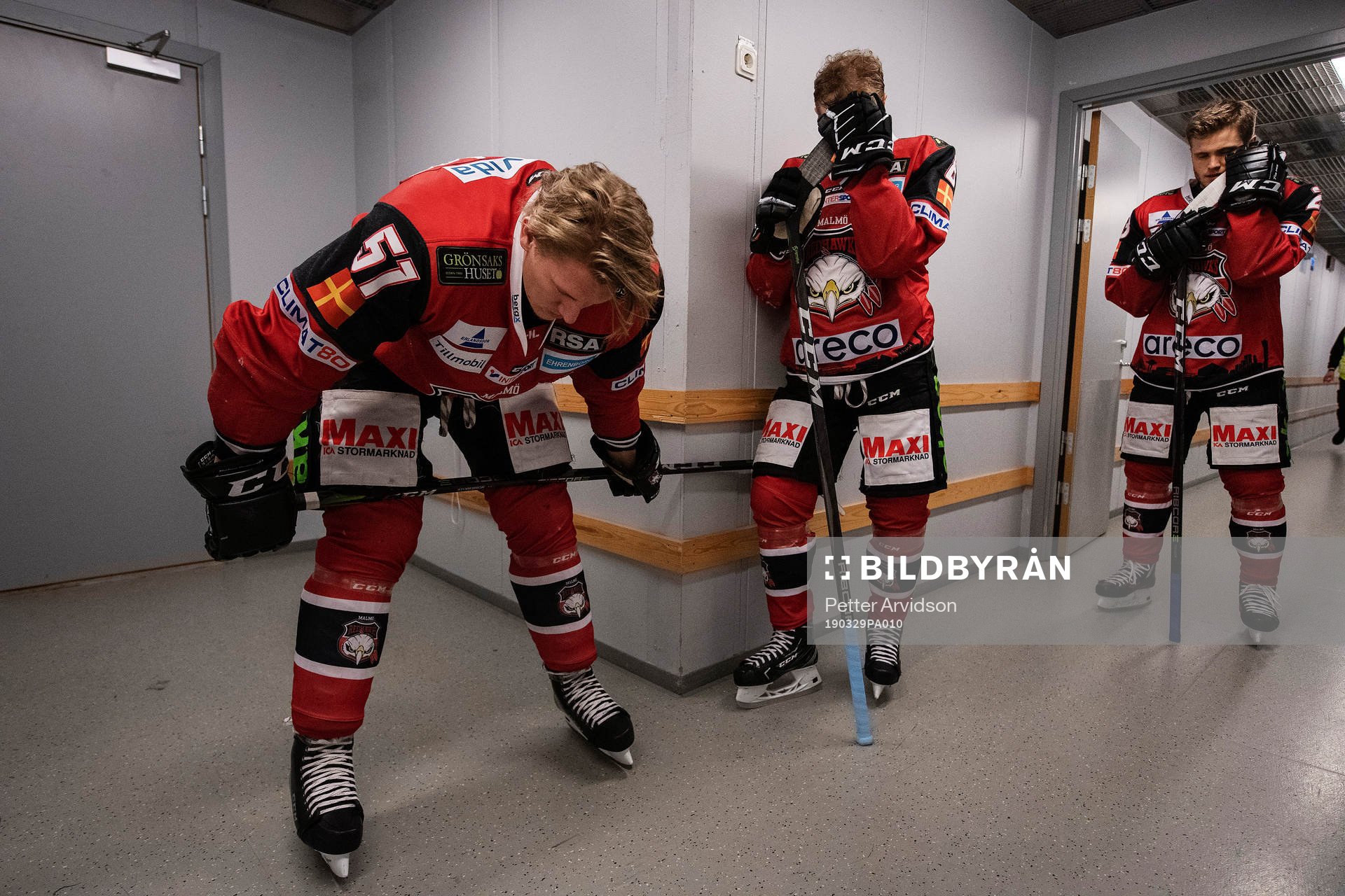 Malmö Redhawks Emil Sylvegård, Johan Olofsson och