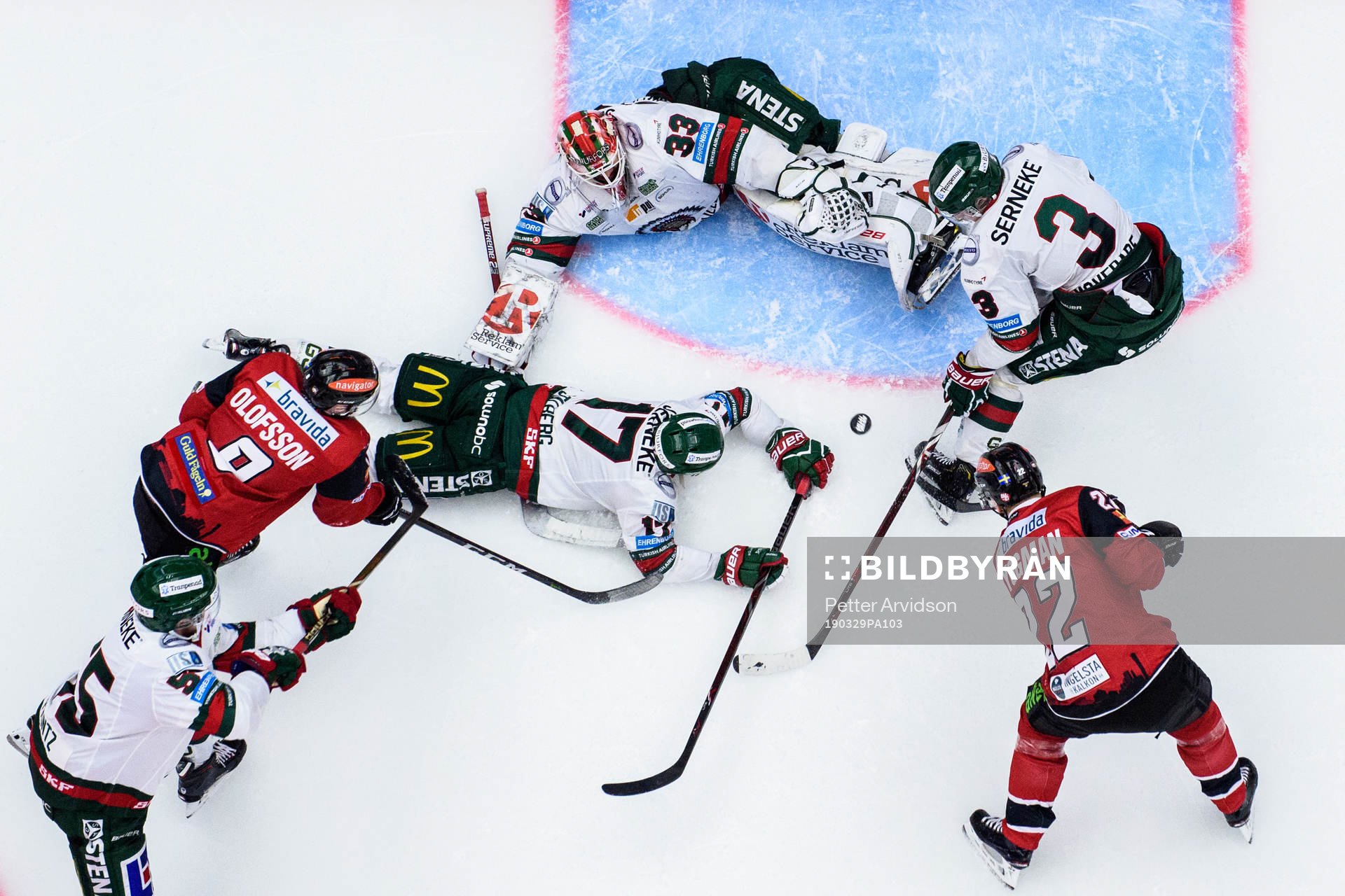 Malmö Redhawks Frederik Storm och Lars Bryggman oroar mot