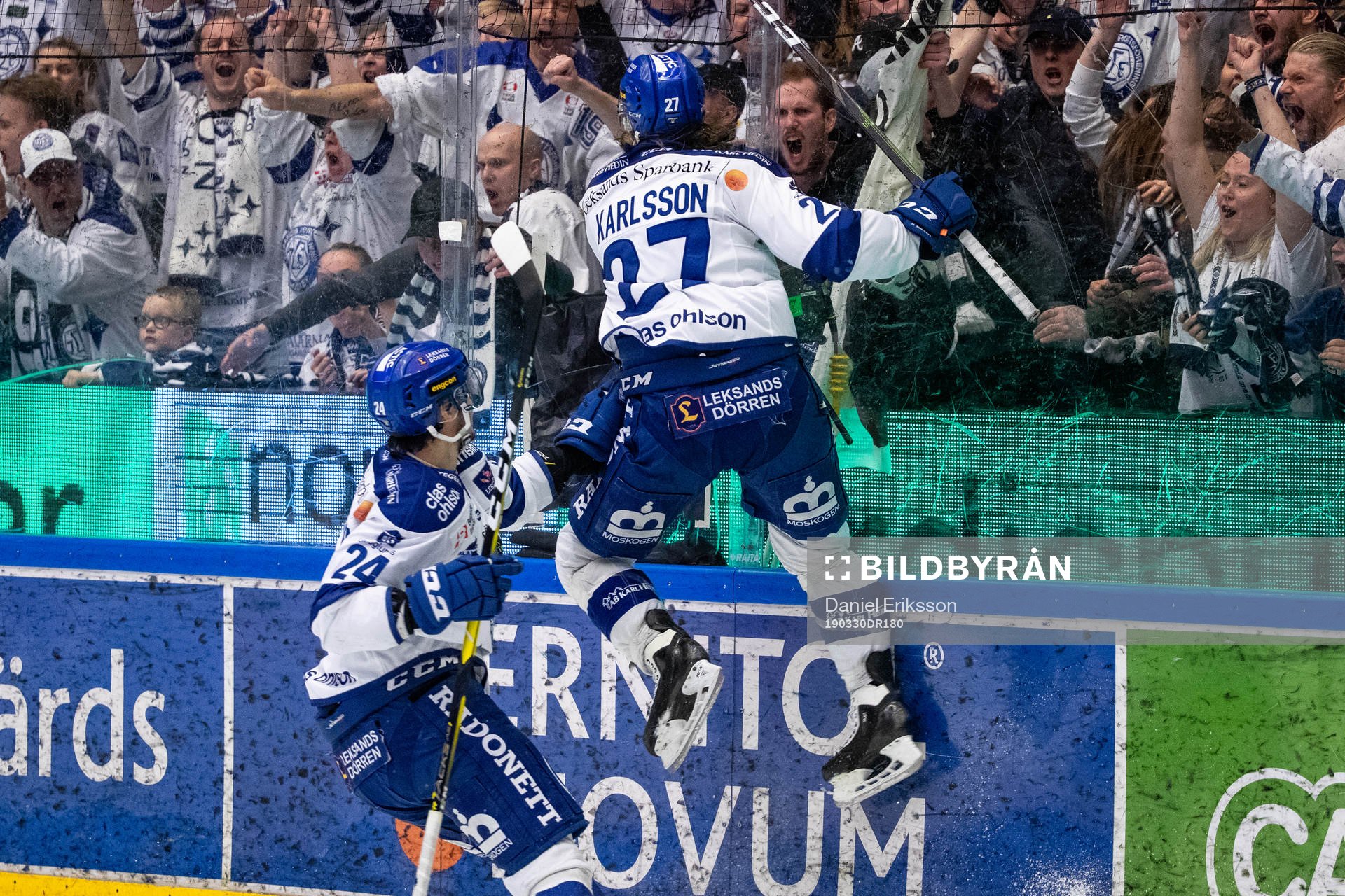 Leksands Anton Karlsson och Thomas Valkvæ Olsen  jublar