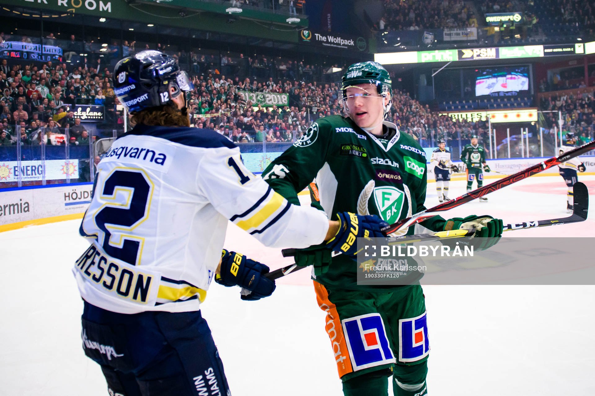 s Andreas Thuresson  och Färjestads Gustav Rydahl