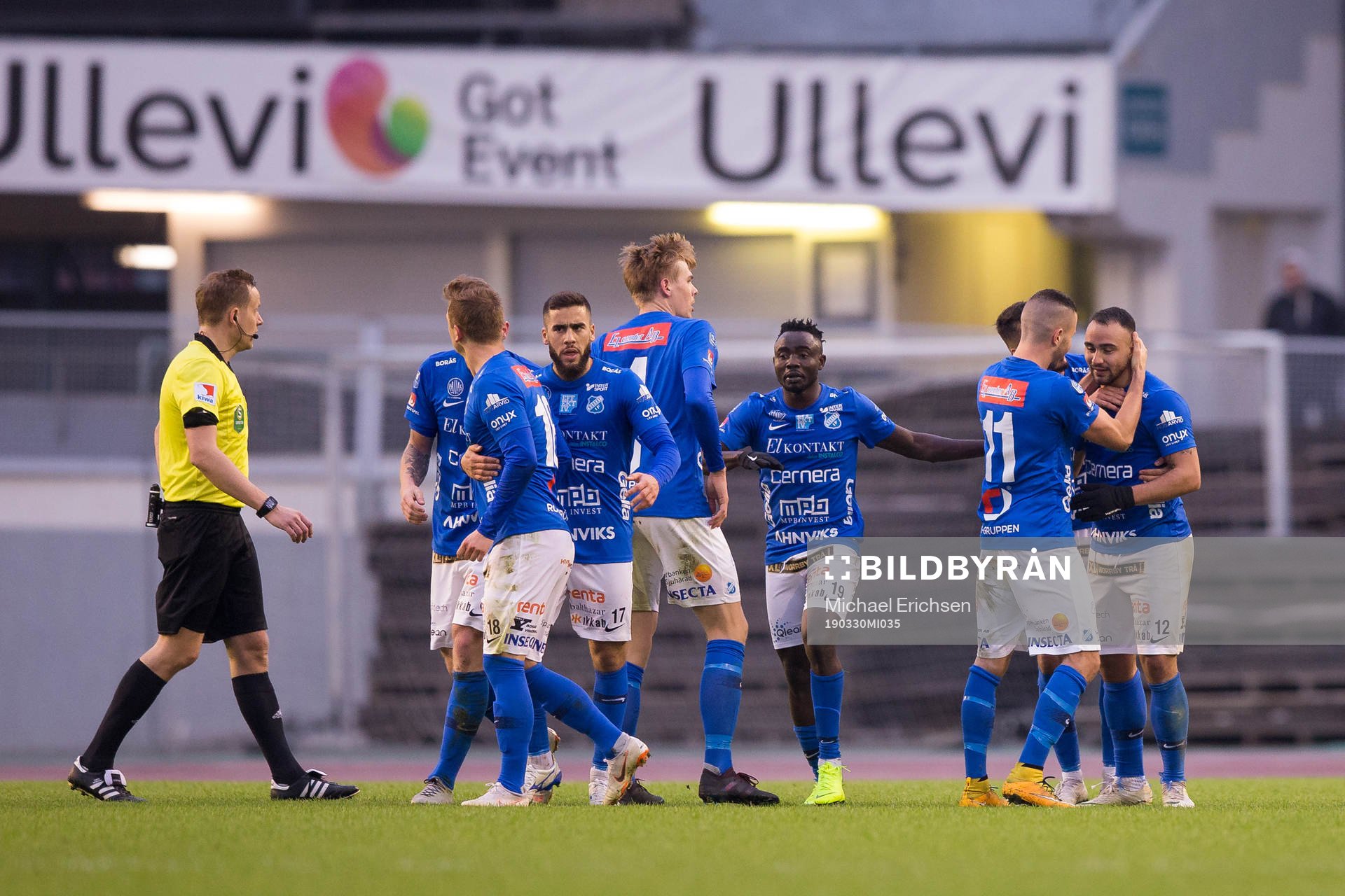 Norrby jubel efter att Richard Yarsuvat kvitterat till 1-1 fotbollsmatchen i Superettan mellan Örgryte och Norrby den 30 mars 2019 i Göteborg.