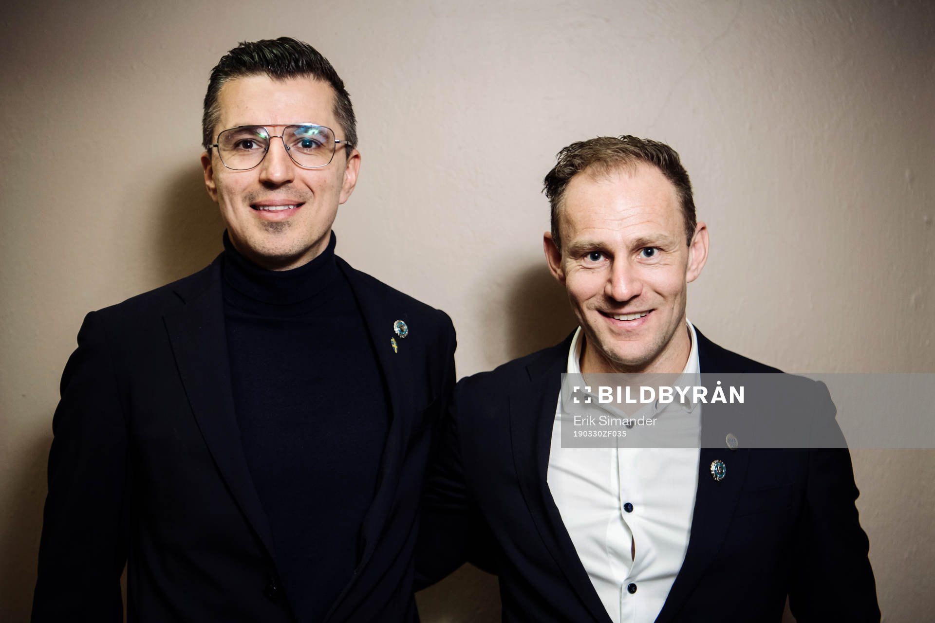 Bojan Pandzic och Peter Allheim under Svenska Fotbollsförbundets årsmöte den 30 mars 2019 i Stockholm.