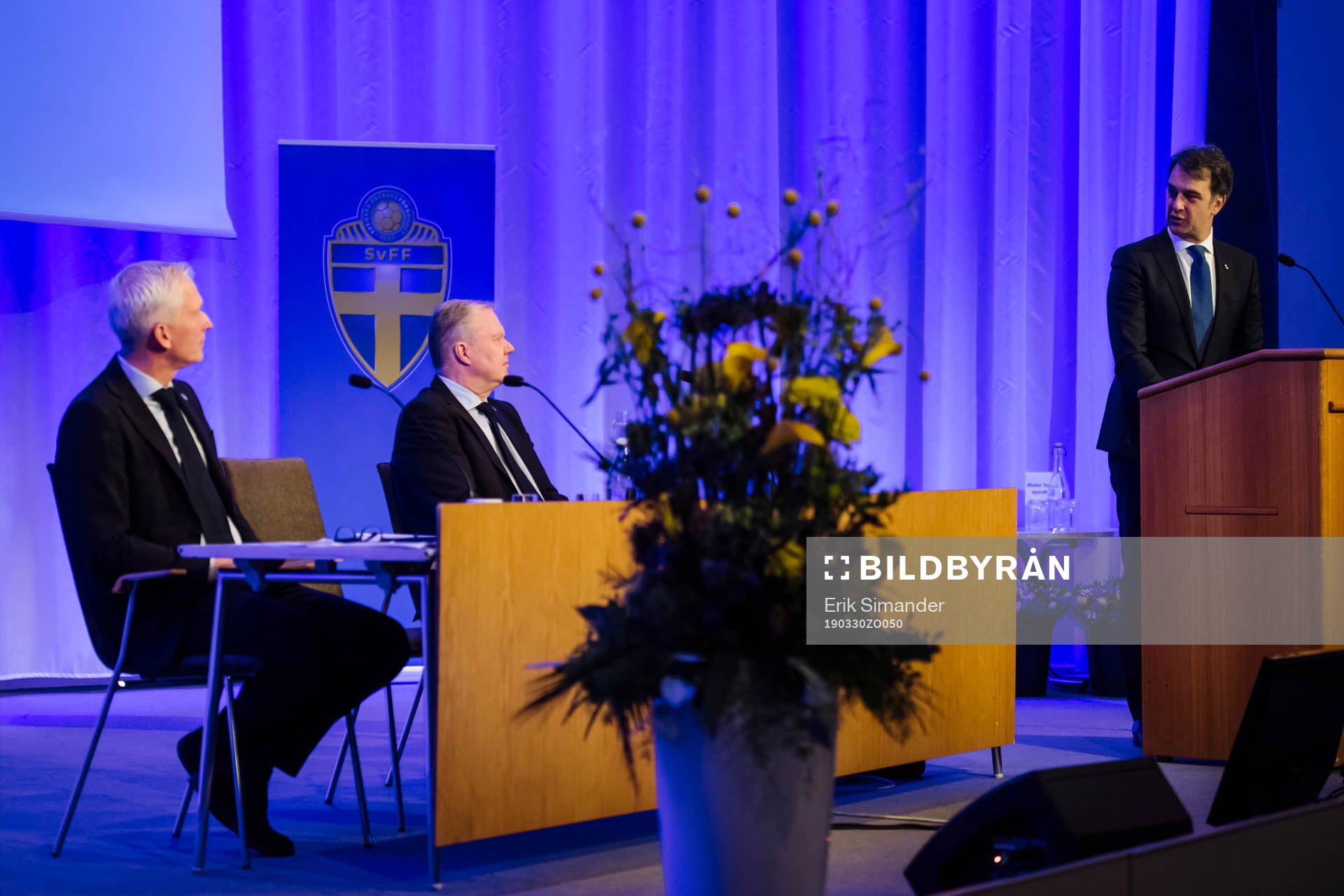 Michele Uva, en av UEFA:s vicepresidenter, under Svenska Fotbollsförbundets årsmöte den 30 mars 2019 i Stockholm.