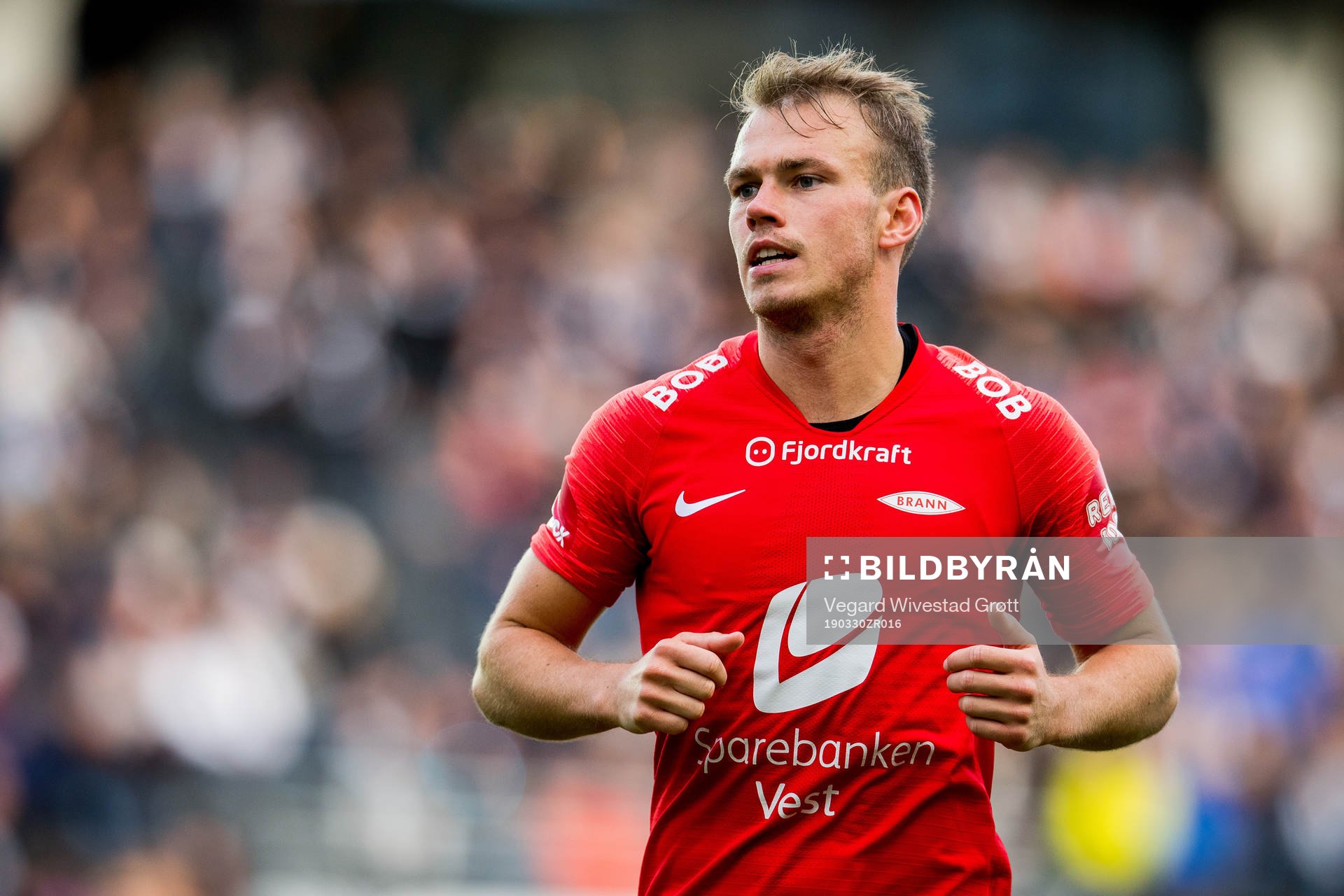 Petter Dahle Strand of Brann during the Eliteserien football match between Odd and Brann on March 30, 2019 in Skien.