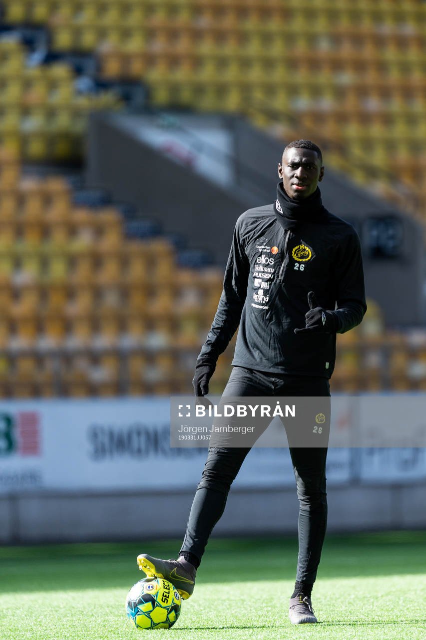 Marokhy Ndione under en träning med det allsvenska fotbollslaget Elfsborgs den 31 mars 2019 i Borås.