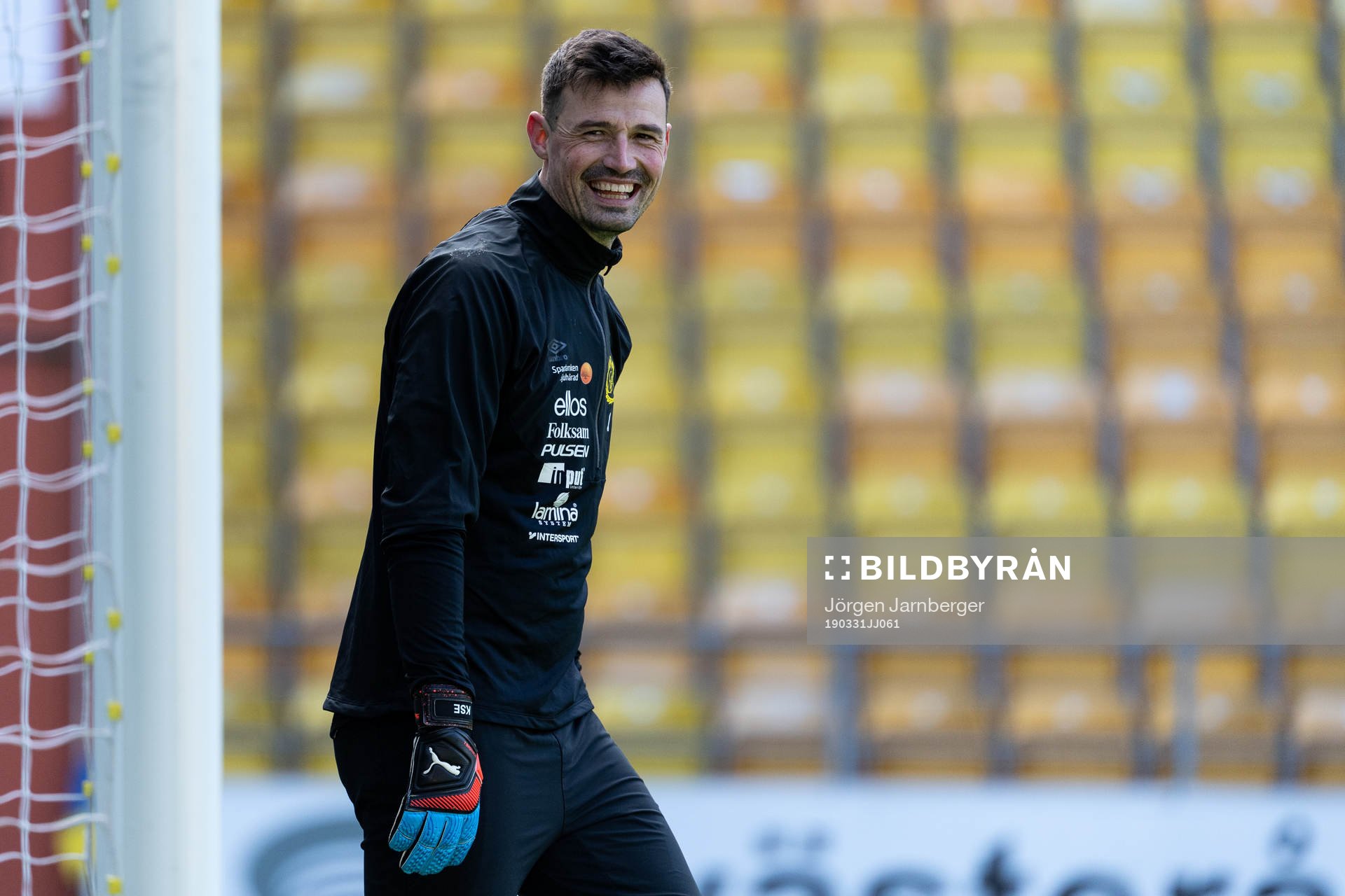 målvakt Kevin Stuhr Ellegaard under en träning med det allsvenska fotbollslaget Elfsborgs den 31 mars 2019 i Borås.