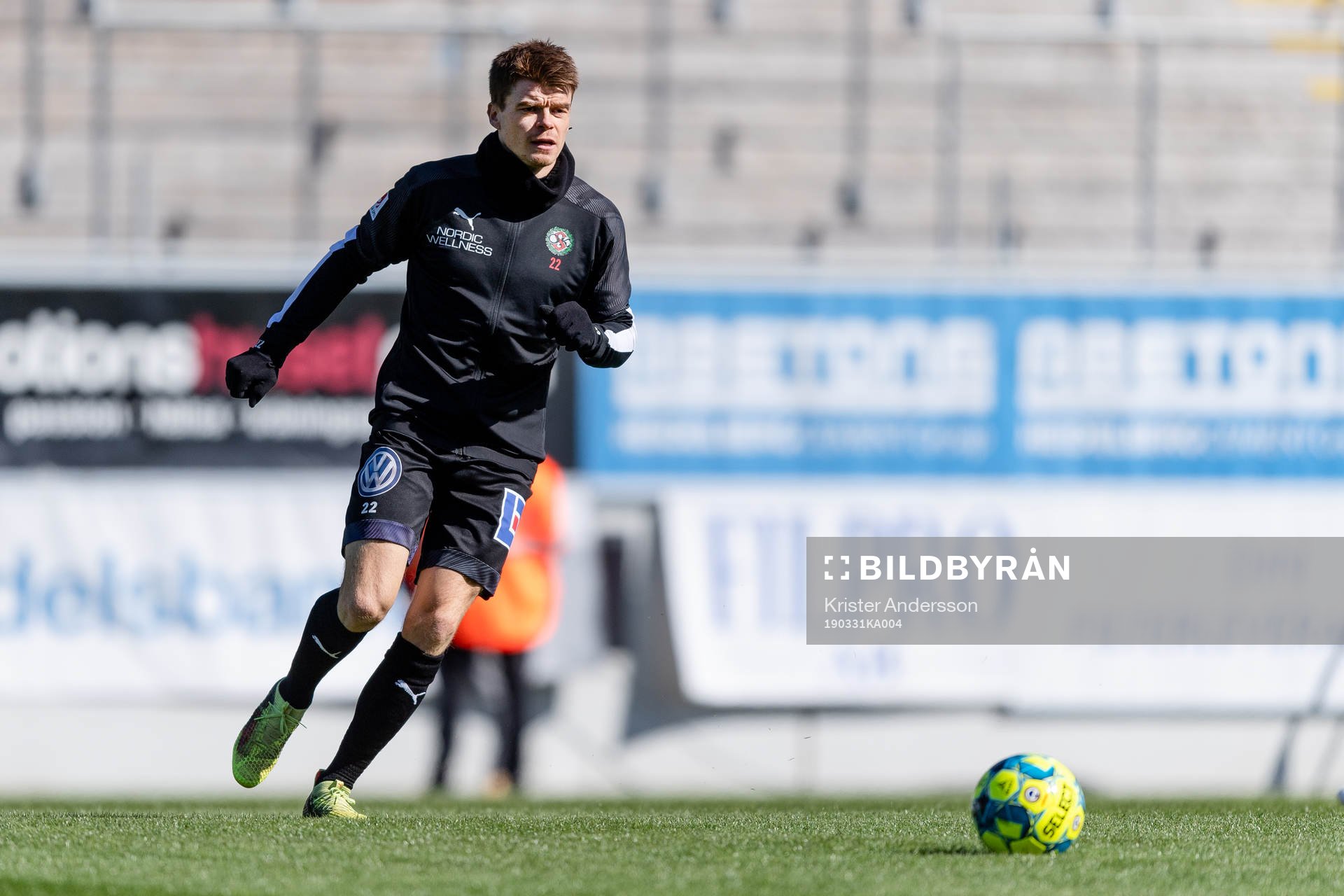 Örebros Albin Granlund före fotbollsmatchen i Allsvenskan