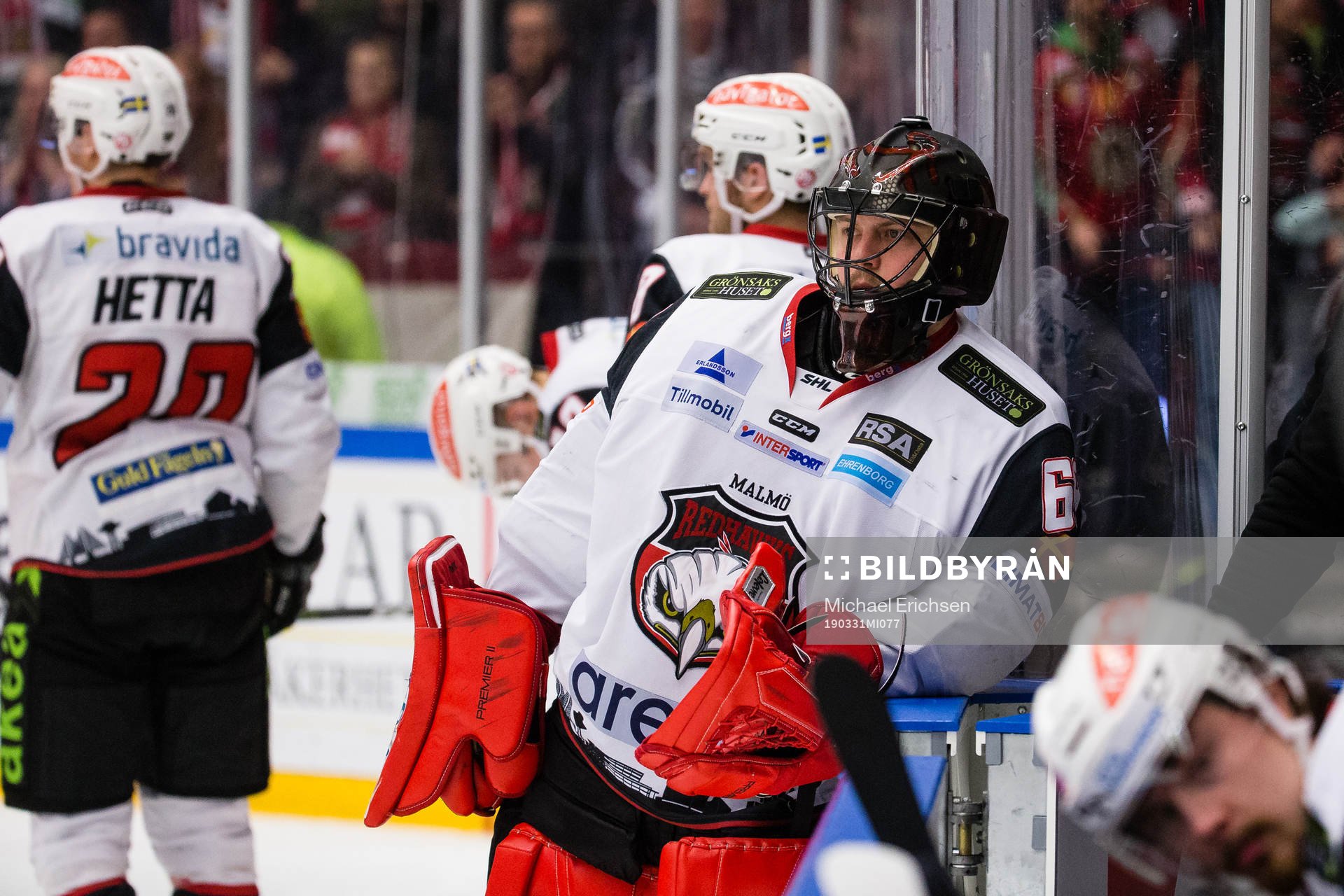 Malmö Redhawks målvakt Oscar Alsenfelt  deppar