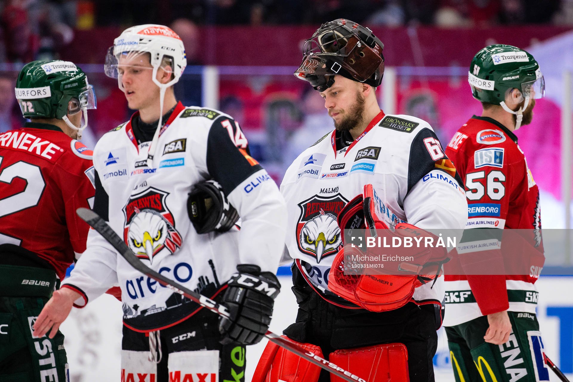 Malmö Redhawks målvakt Oscar Alsenfelt deppar