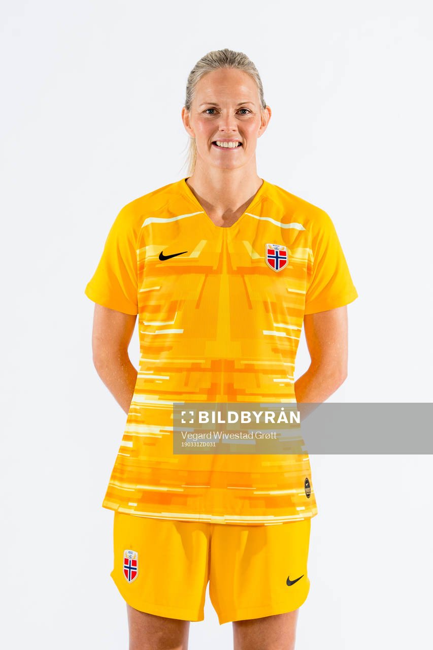 Goalkeeper Ingrid Hjelmseth of Norway poses for a portrait