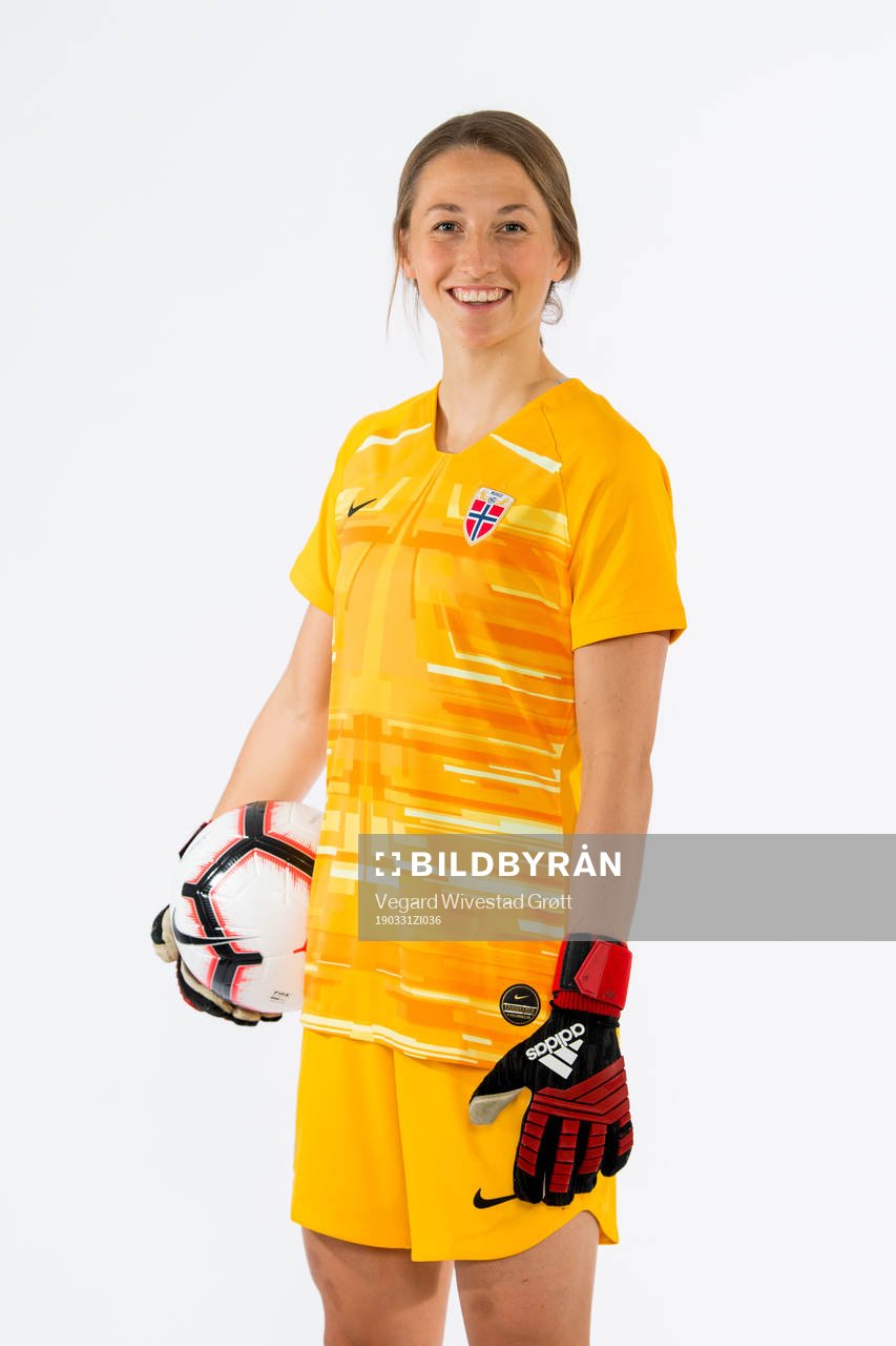 Goalkeeper Cecilie Fiskerstrand of Norway poses for a