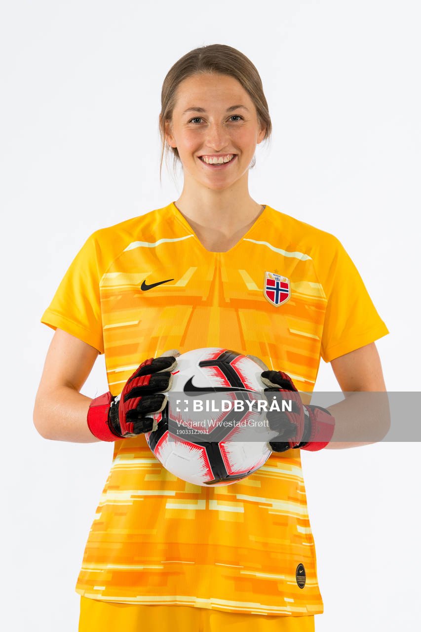 Goalkeeper Cecilie Fiskerstrand of Norway poses for a