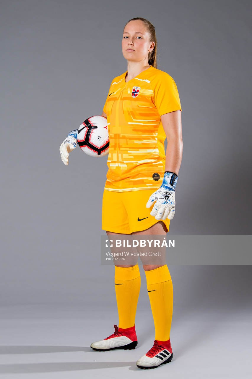Goalkeeper Aurora Mikalsen of Norway poses for a portrait