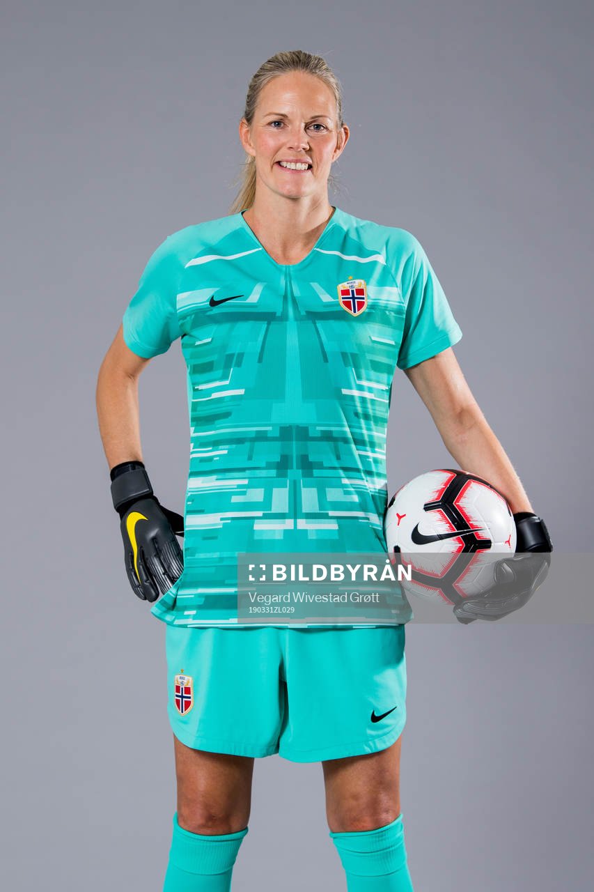Goalkeeper Ingrid Hjelmseth of Norway poses for a portrait