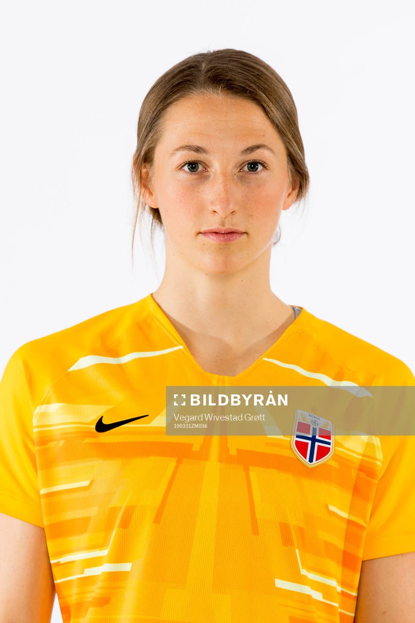 Goalkeeper Cecilie Fiskerstrand of Norway poses for a