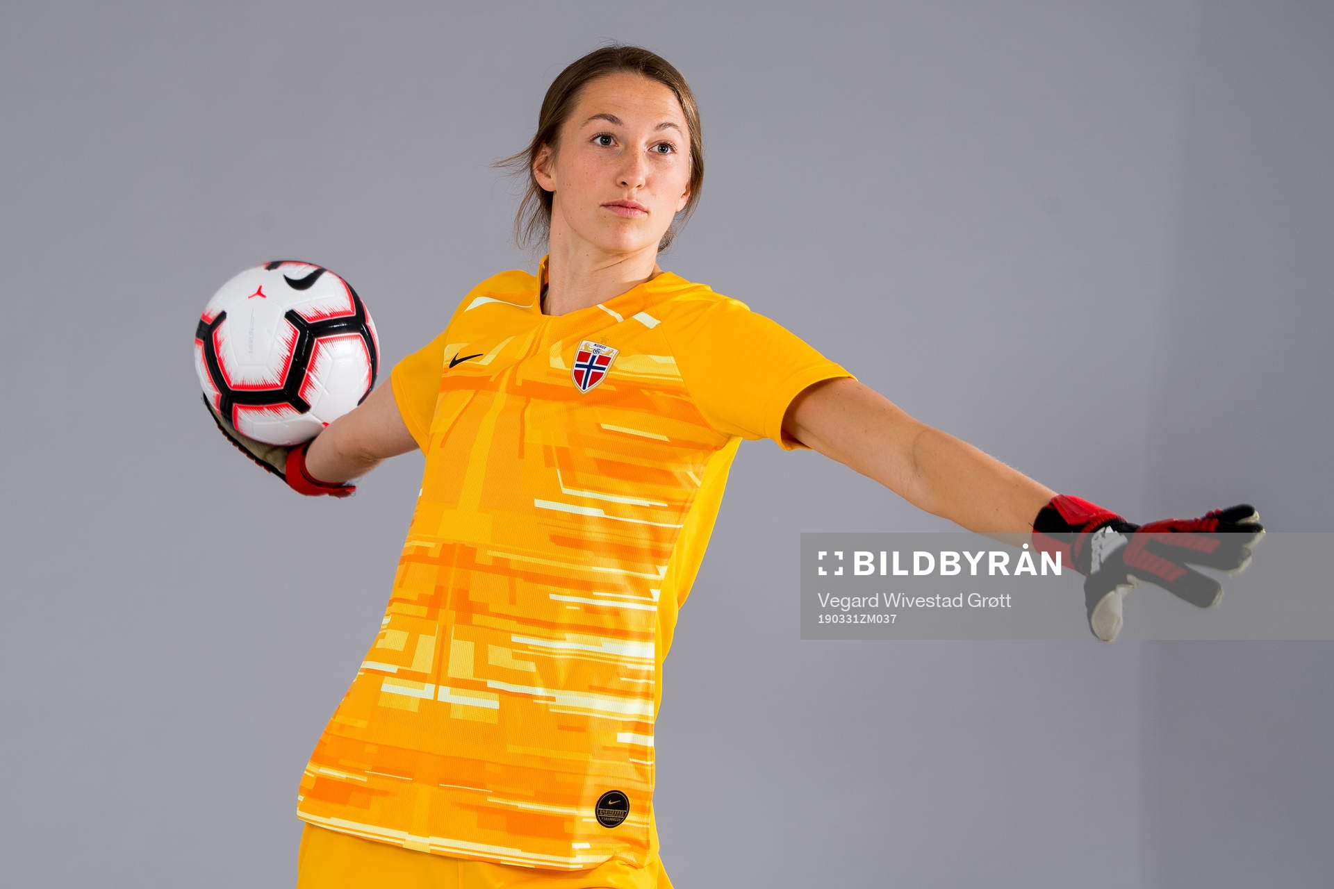 Goalkeeper Cecilie Fiskerstrand of Norway poses for a