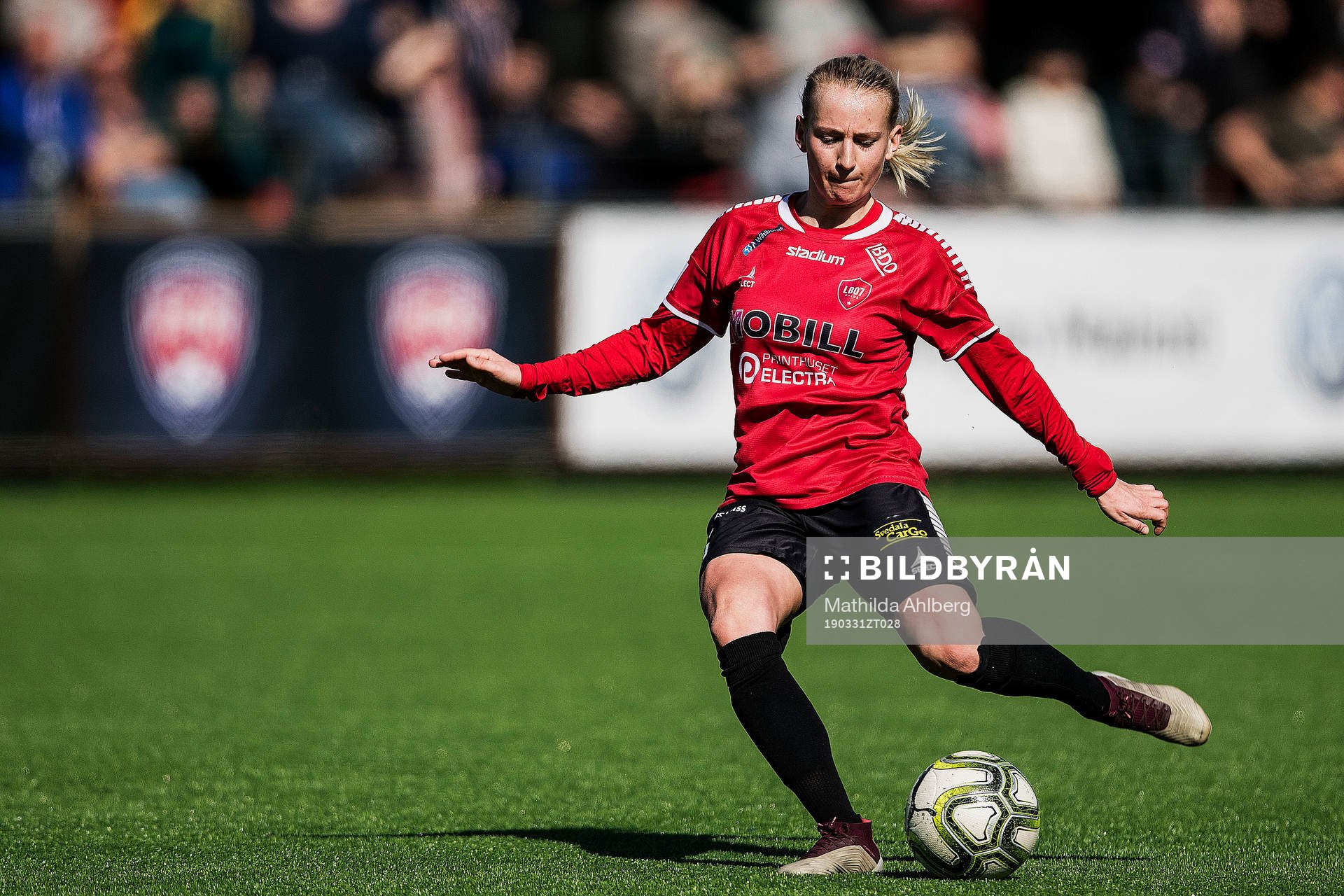  Limhamn Bunkeflos Sofia Wännerdahl under en träningsmatch i fotboll mellan Rosengård och LB07 den 31 mars 2019 i Malmö. 