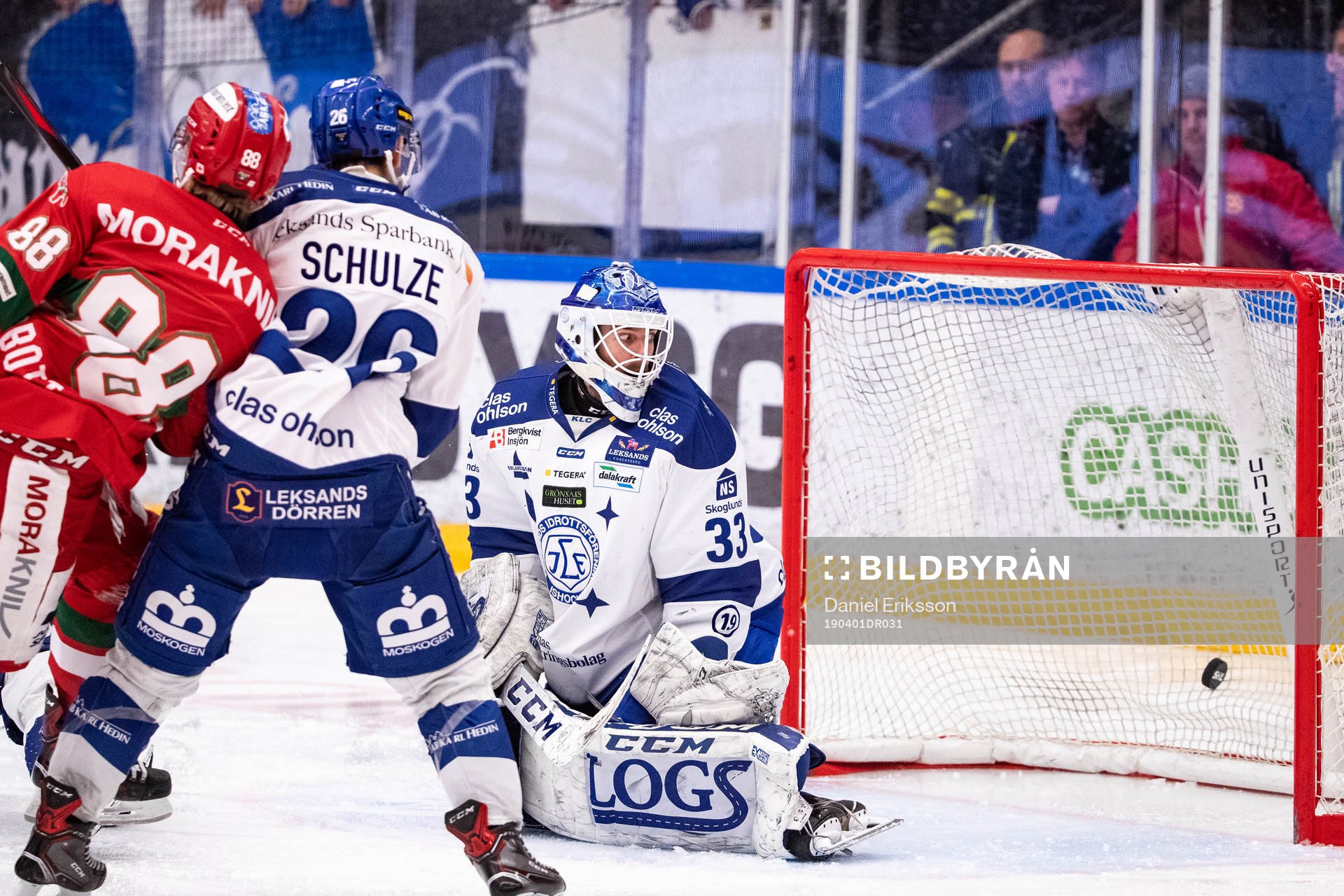 1-0 bakom Leksands målvakt Axel Brage och Kevin Schulze