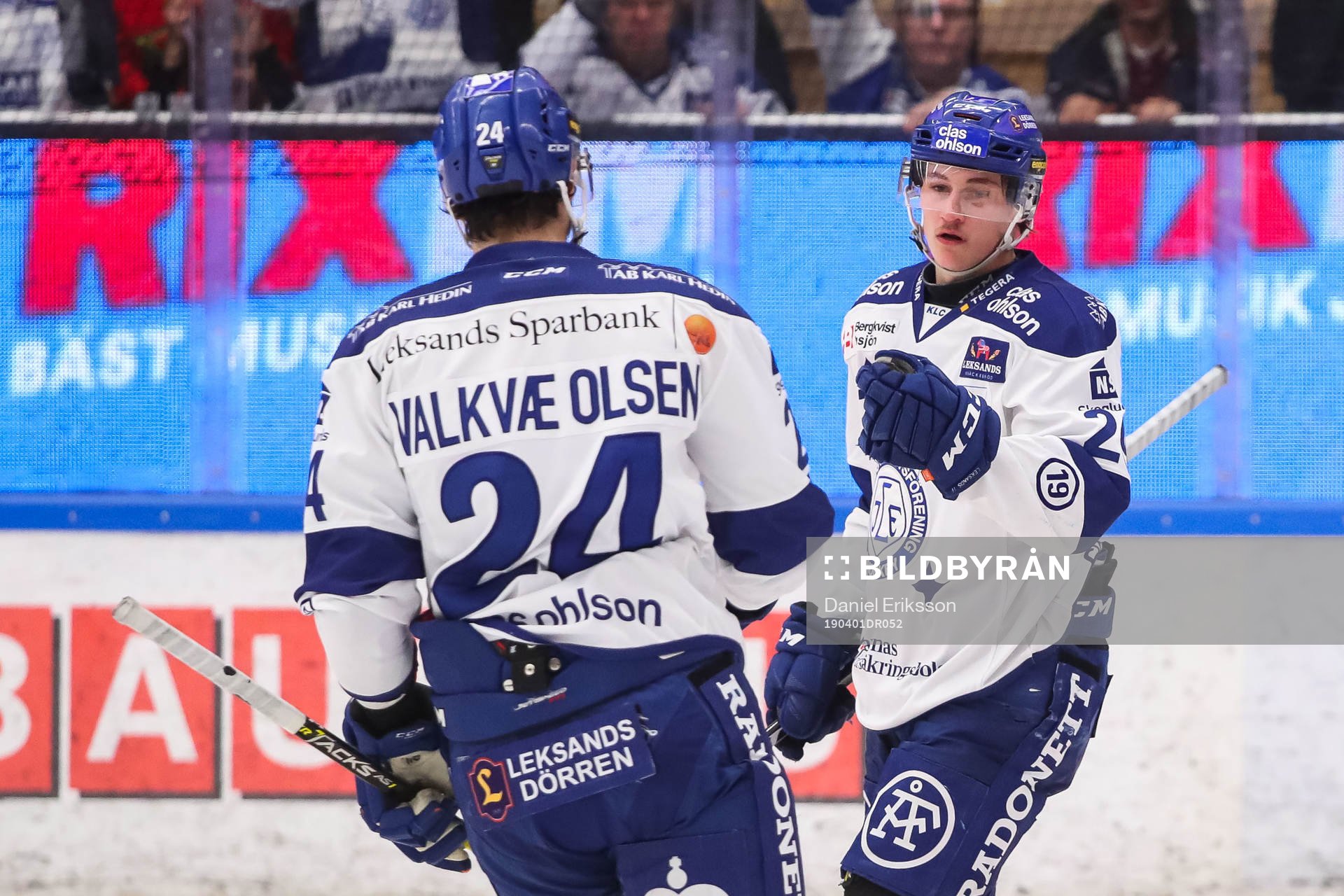 Leksands David Rundqvist jublar med Thomas Valkvæ Olsen