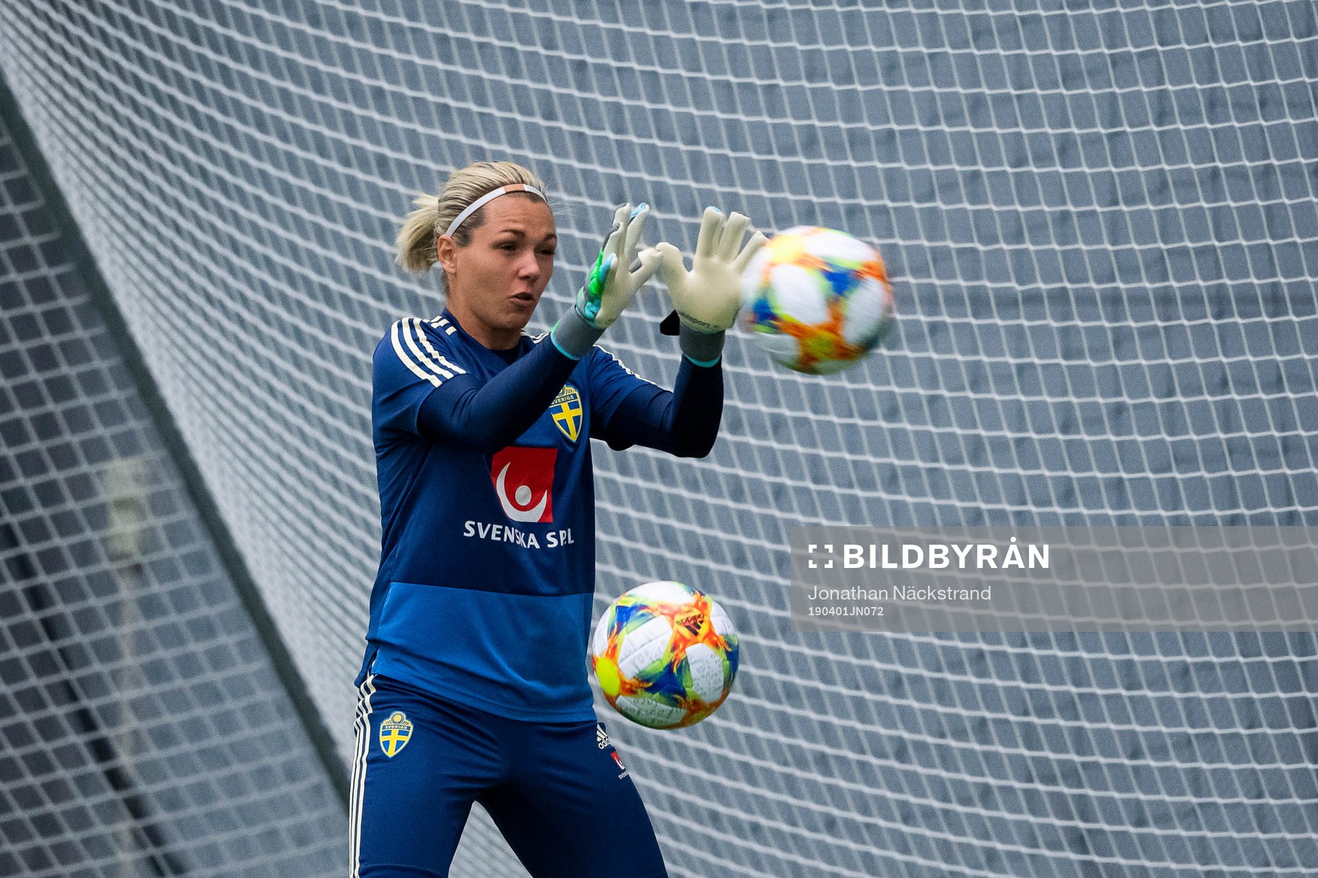 Goalkeeper Jennifer Falk of the Swedish women national