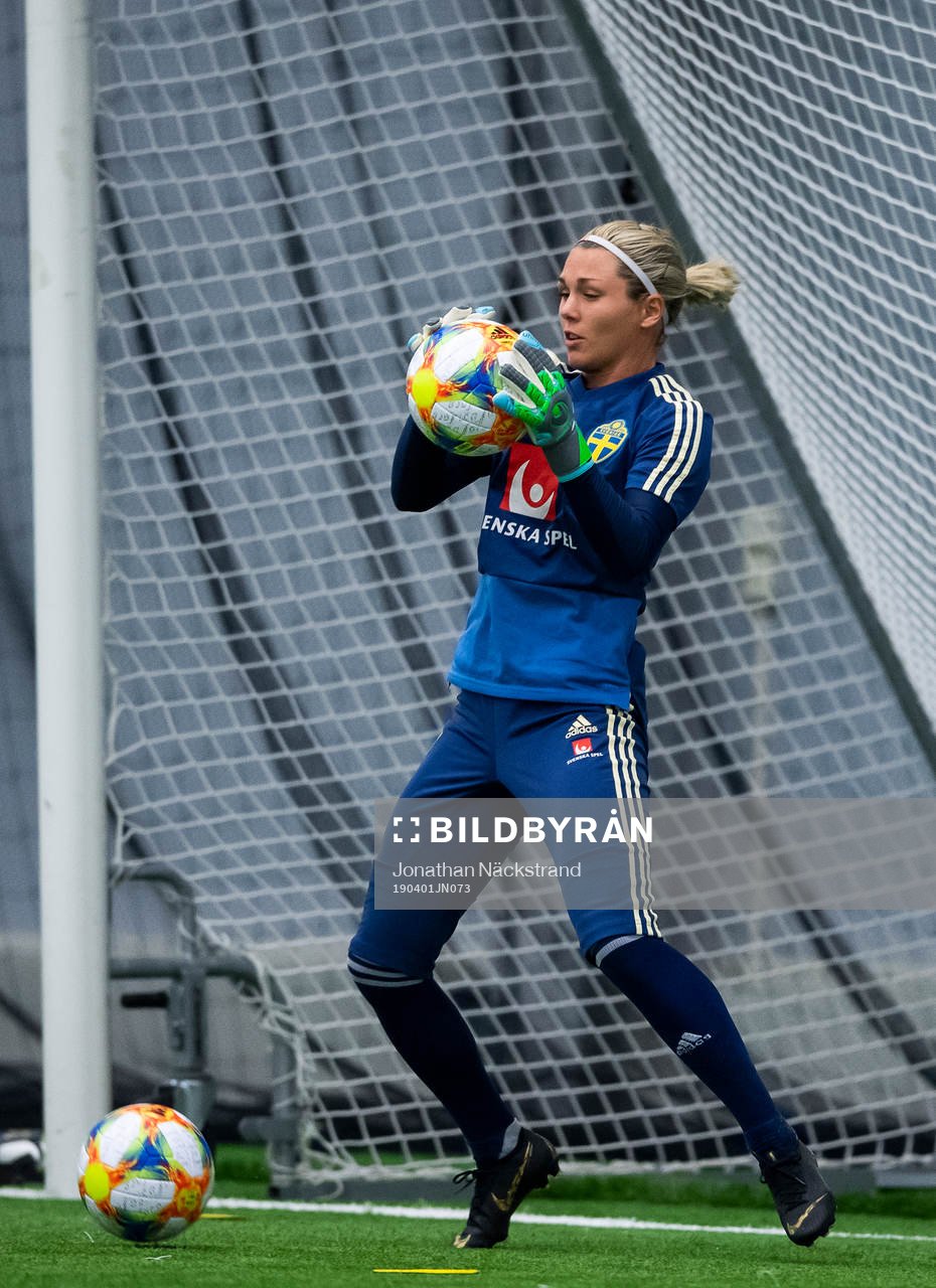 Goalkeeper Jennifer Falk of the Swedish women national