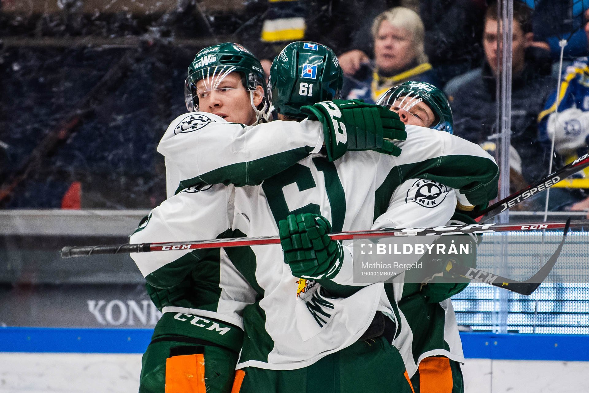 Färjestads Gustav Rydahl, Johan Ryno och Joakim Nygård