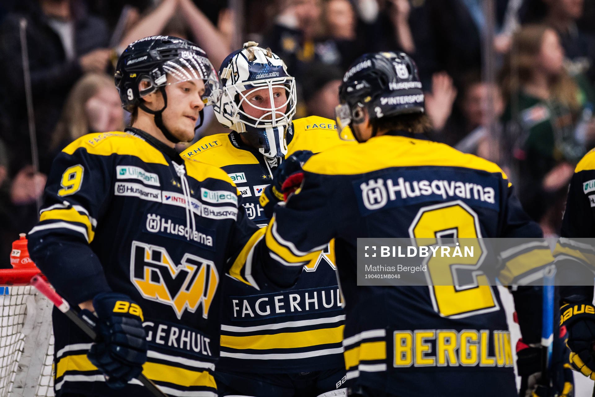 s Didrik Strömberg, Kristofer Berglund och målvakt Jonas