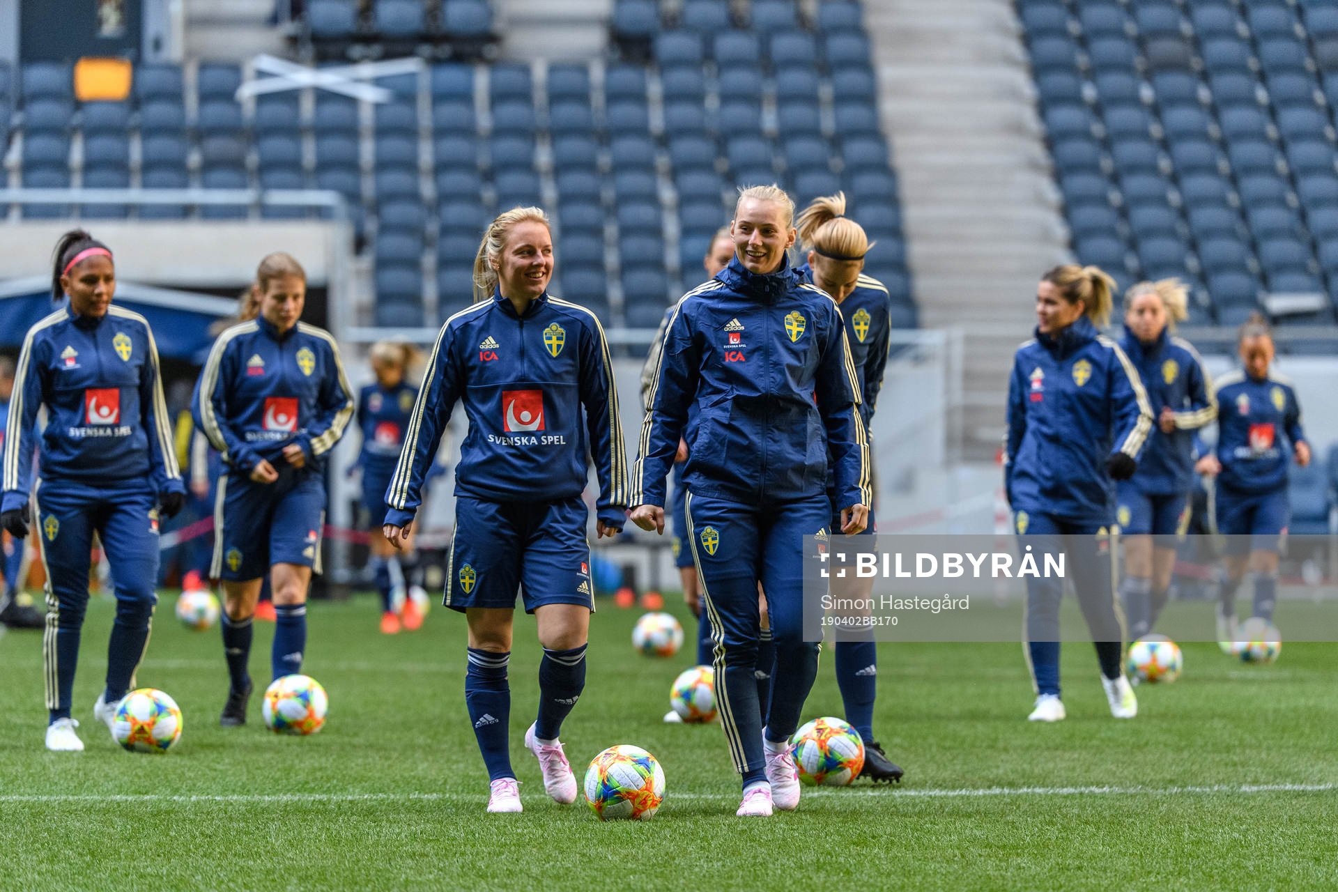 Mimmi Larsson and Stina Blackstenius of the Swedish women