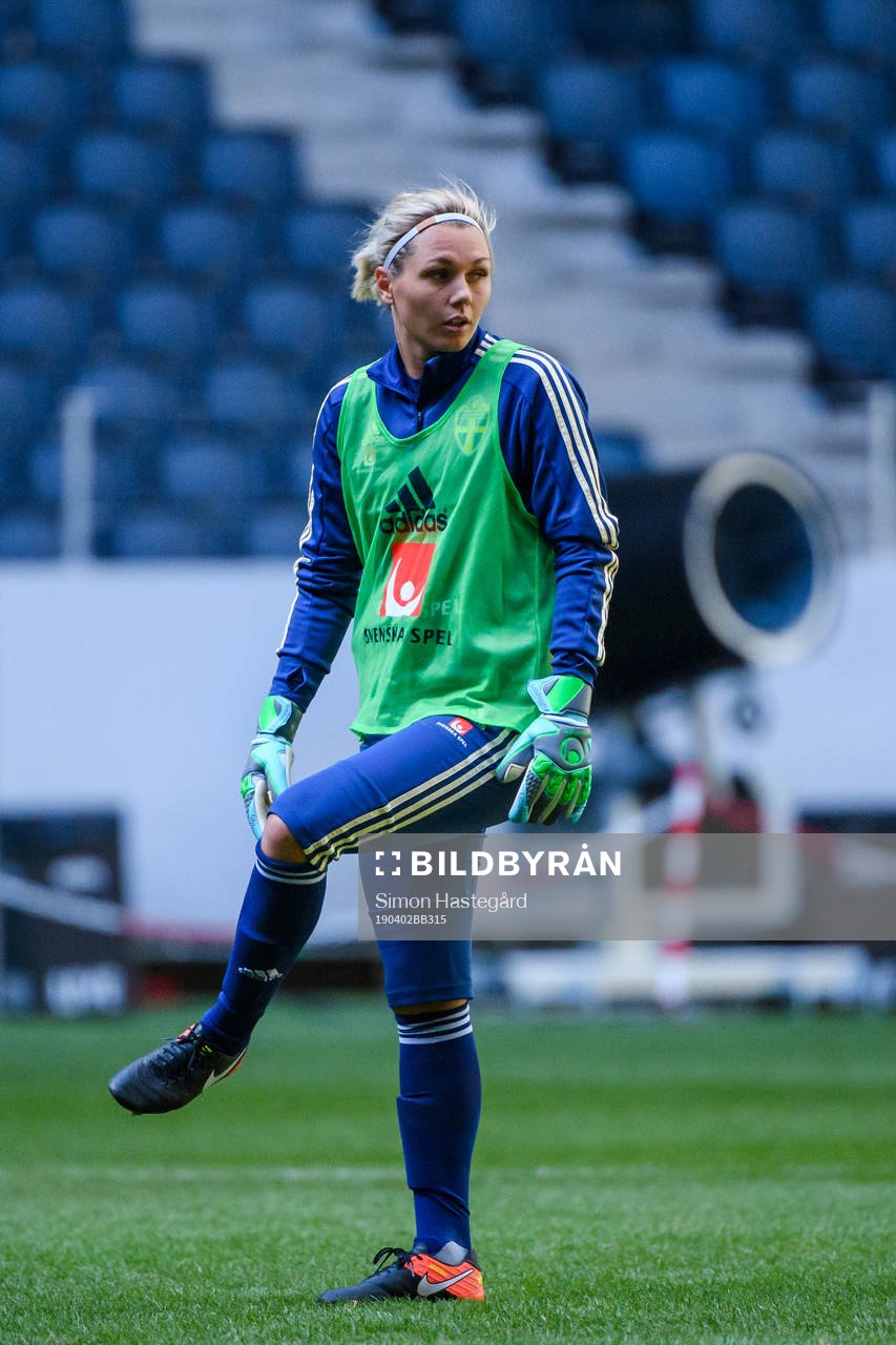 Goalkeeper Jennifer Falk of the Swedish women national