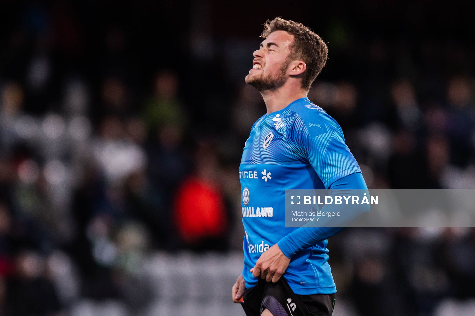 Halmstads Gabriel Gudmundsson reagerar