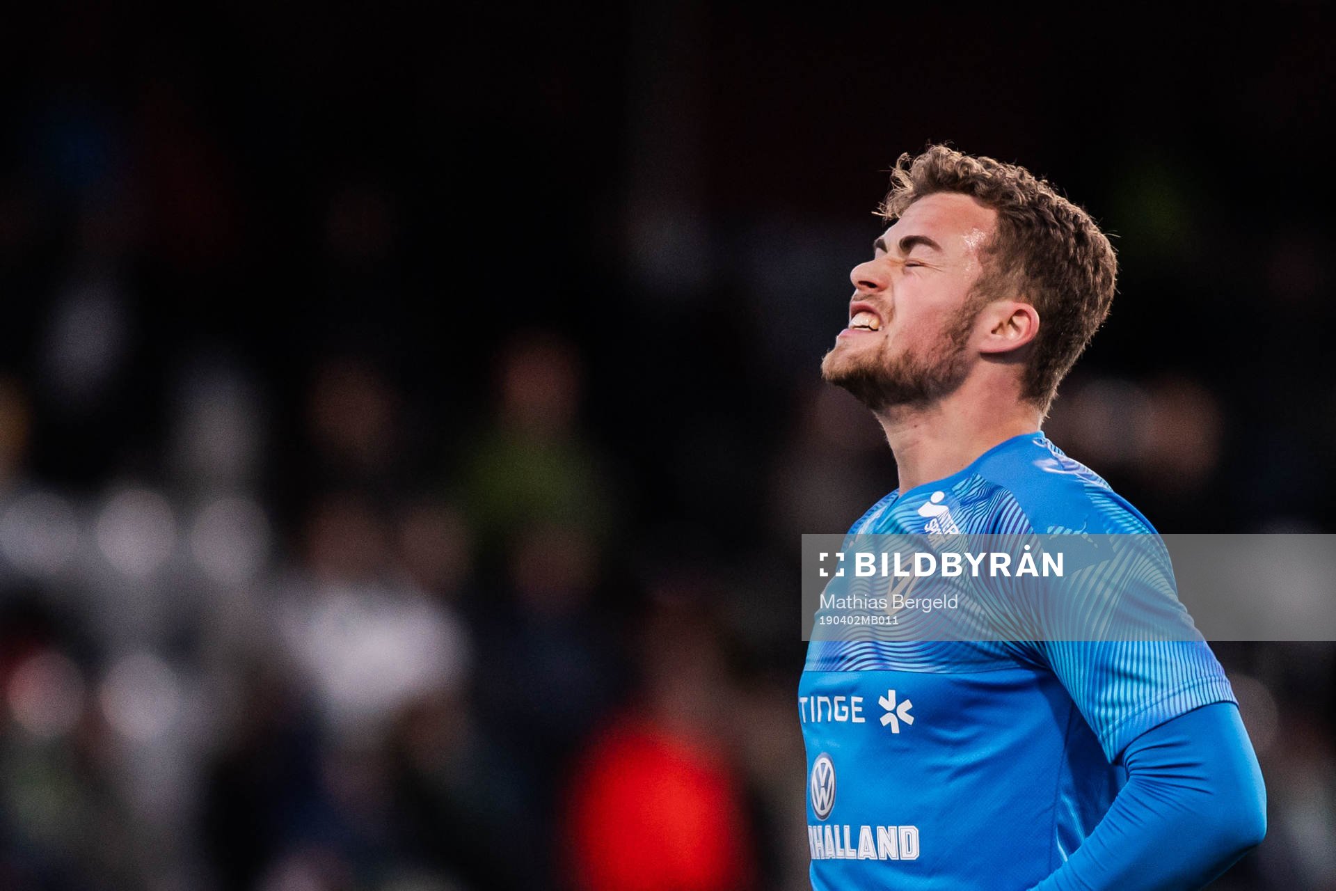 Halmstads Gabriel Gudmundsson reagerar