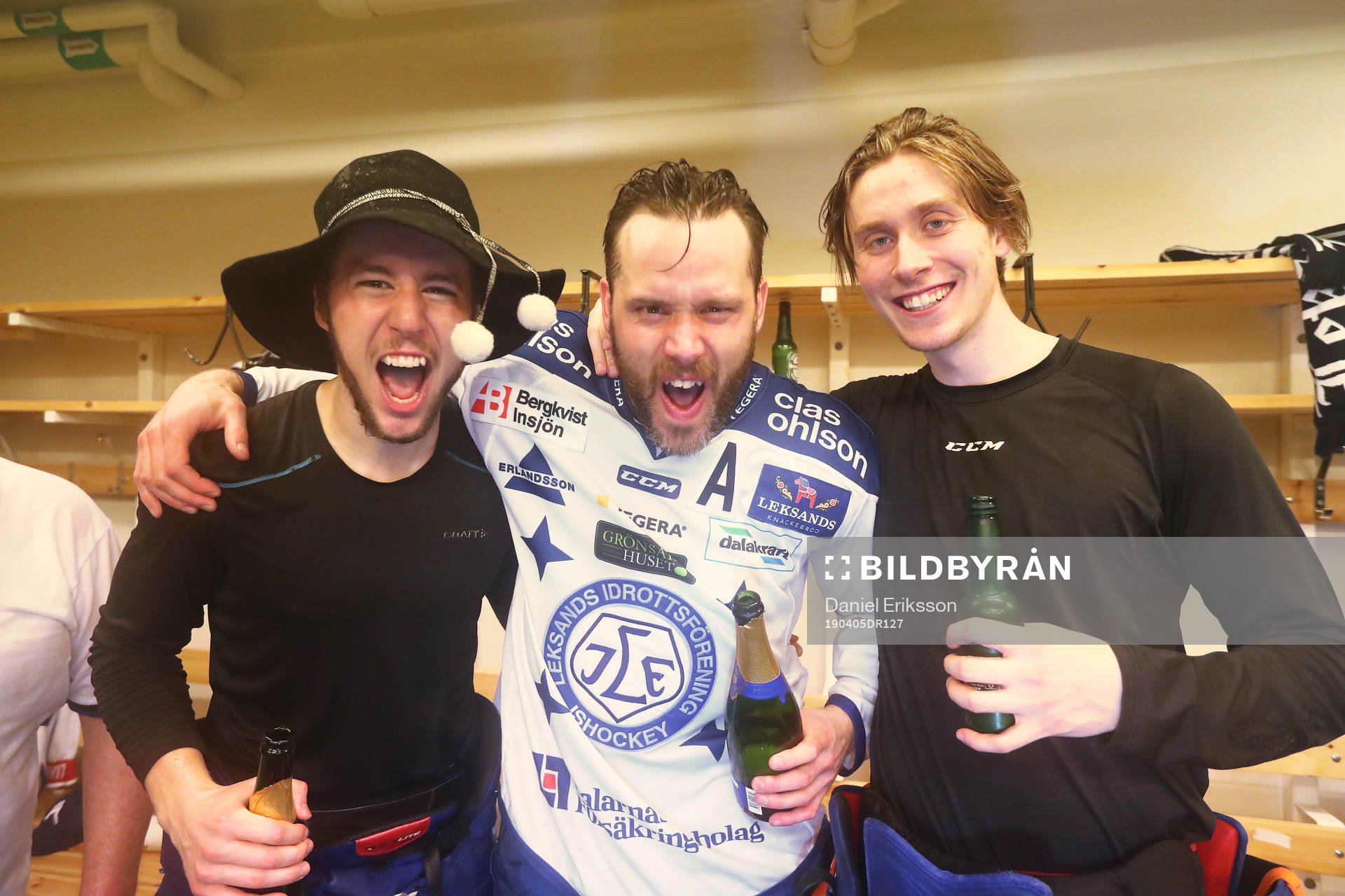 Leksands August Berg, Jesper Ollas och Jonas Arntzen jublar