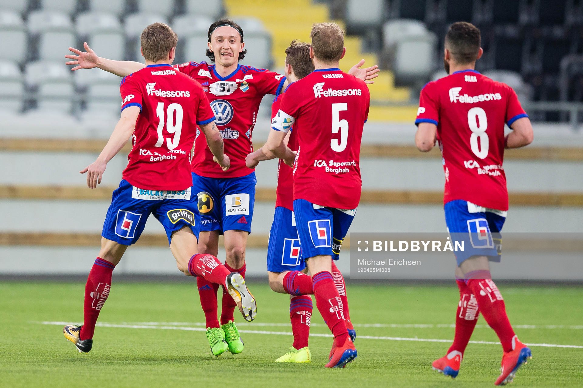 Östers Mattias Pavic jublar efter 0-1 under fotbollsmatchen i Superettan mellan Gais och Öster den 5 april 2019 i Göteborg.