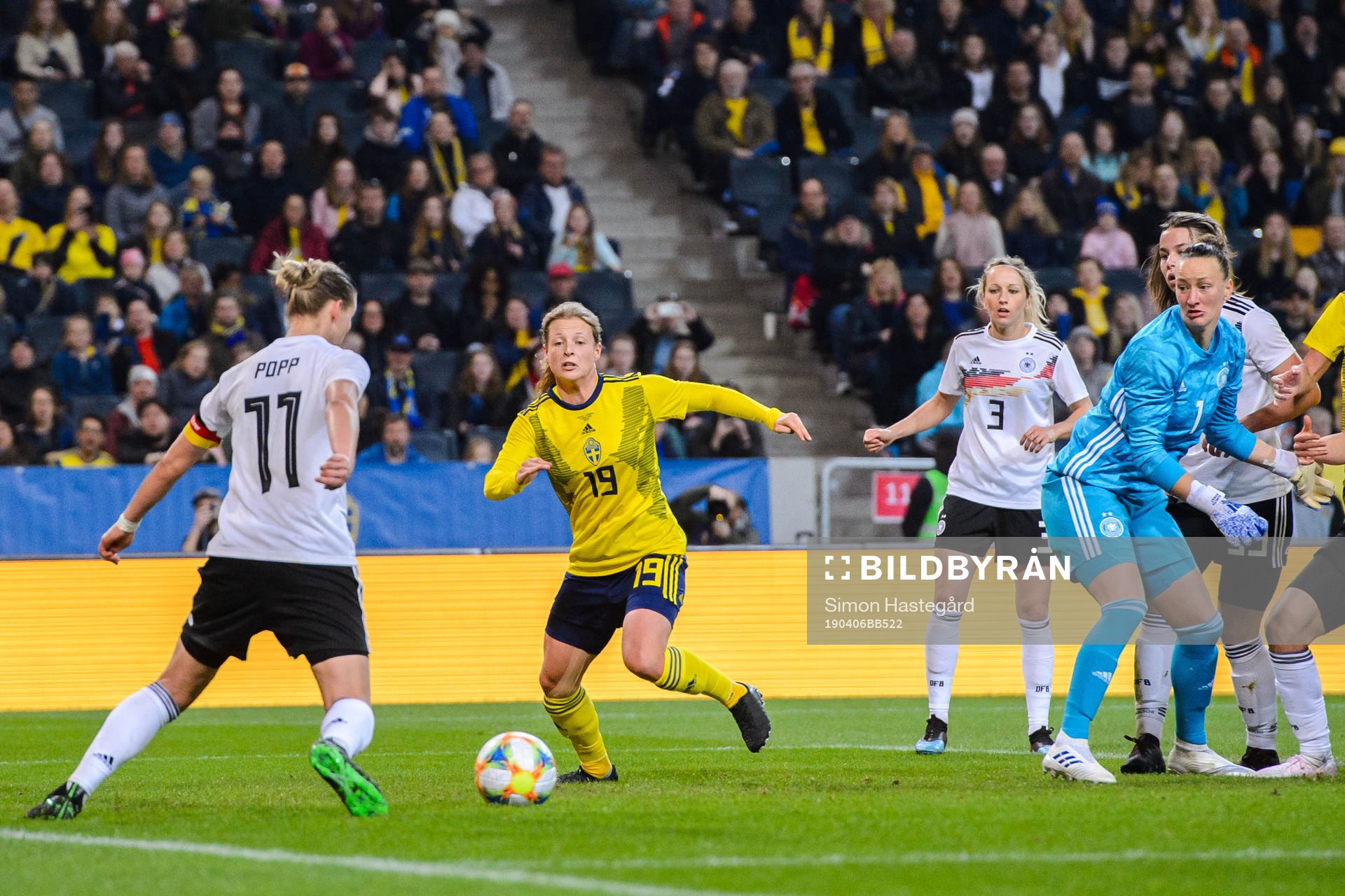 Anna Anvegård of Sweden with a scoring opportunity