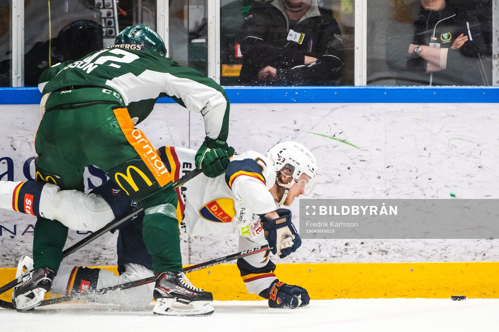 Färjestads Jesper Olofsson och Djurgårdens Bobbo Petersson