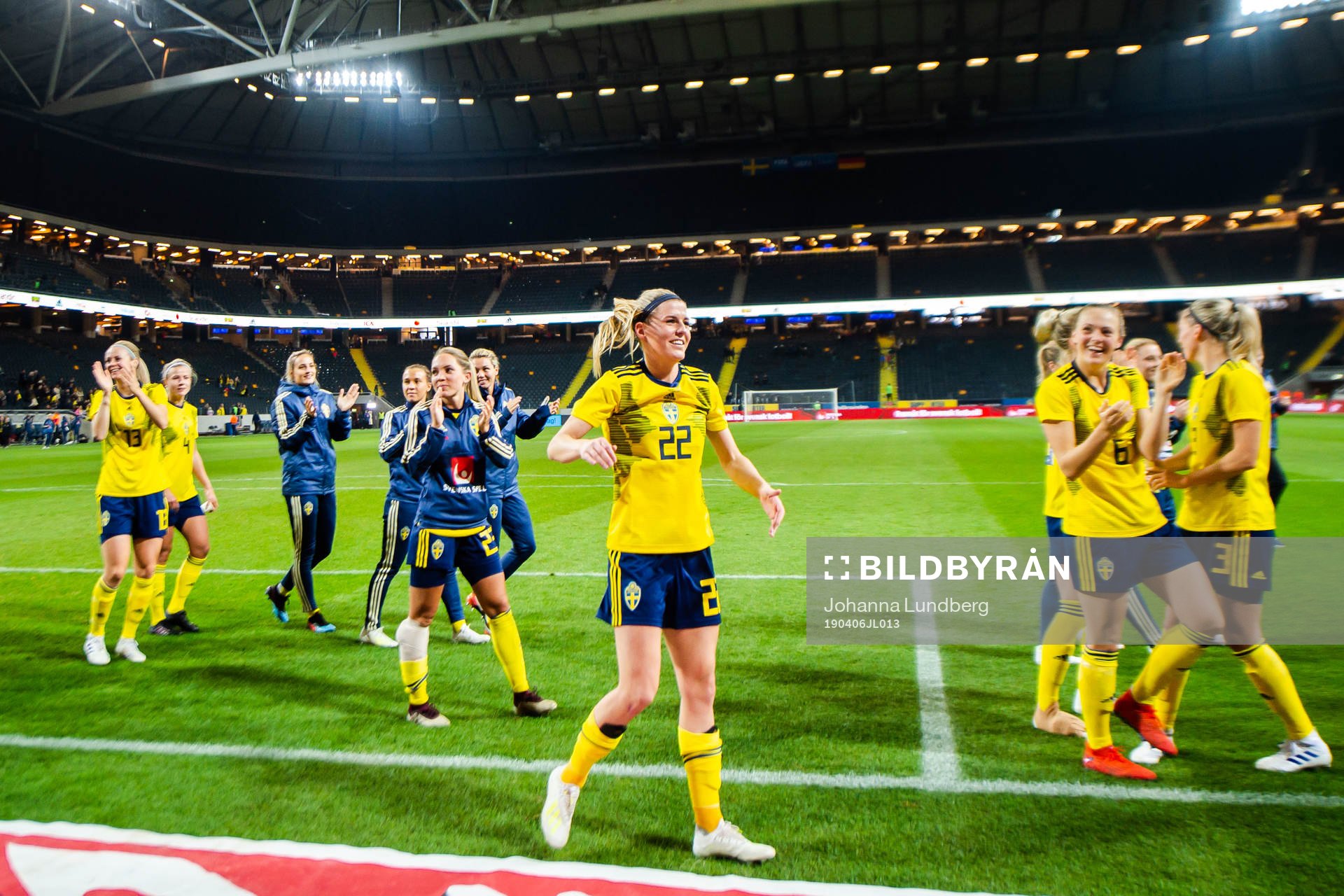 Olivia Schough of Sweden celebrates