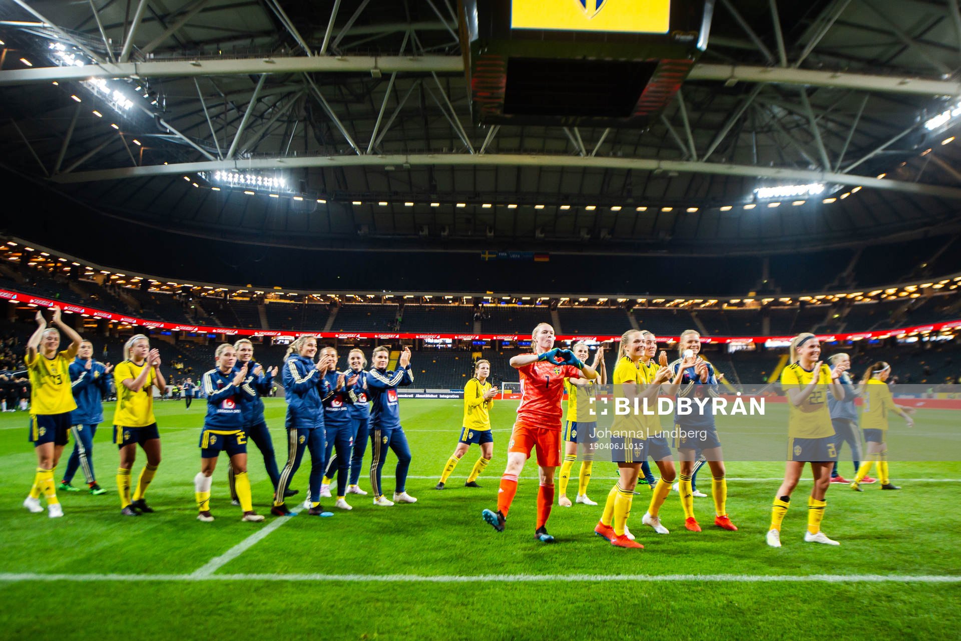 Goalkeeper Hedvig Lindahl of Sweden thanks the supporters