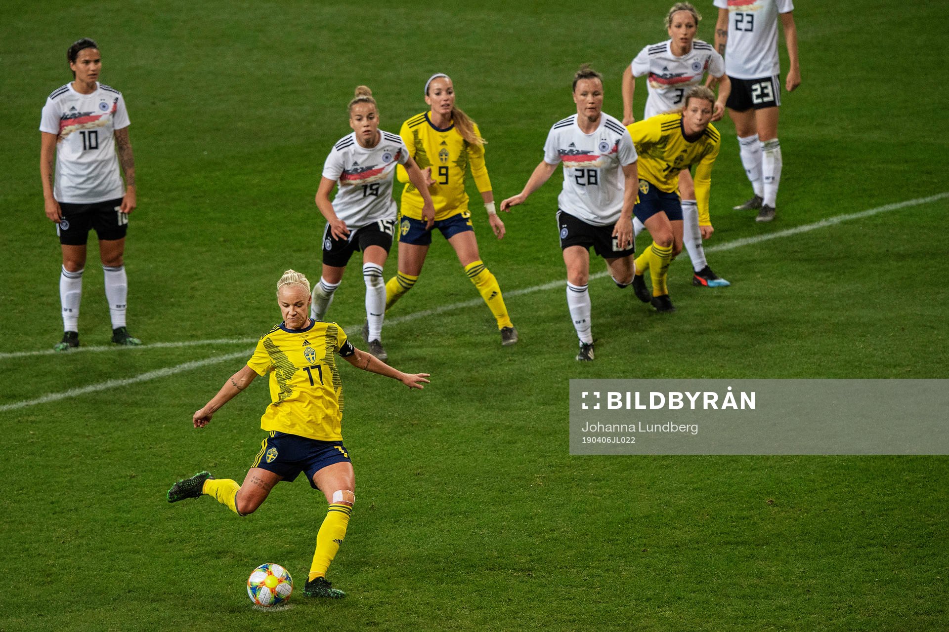 Caroline Seger of Sweden takes a penalty