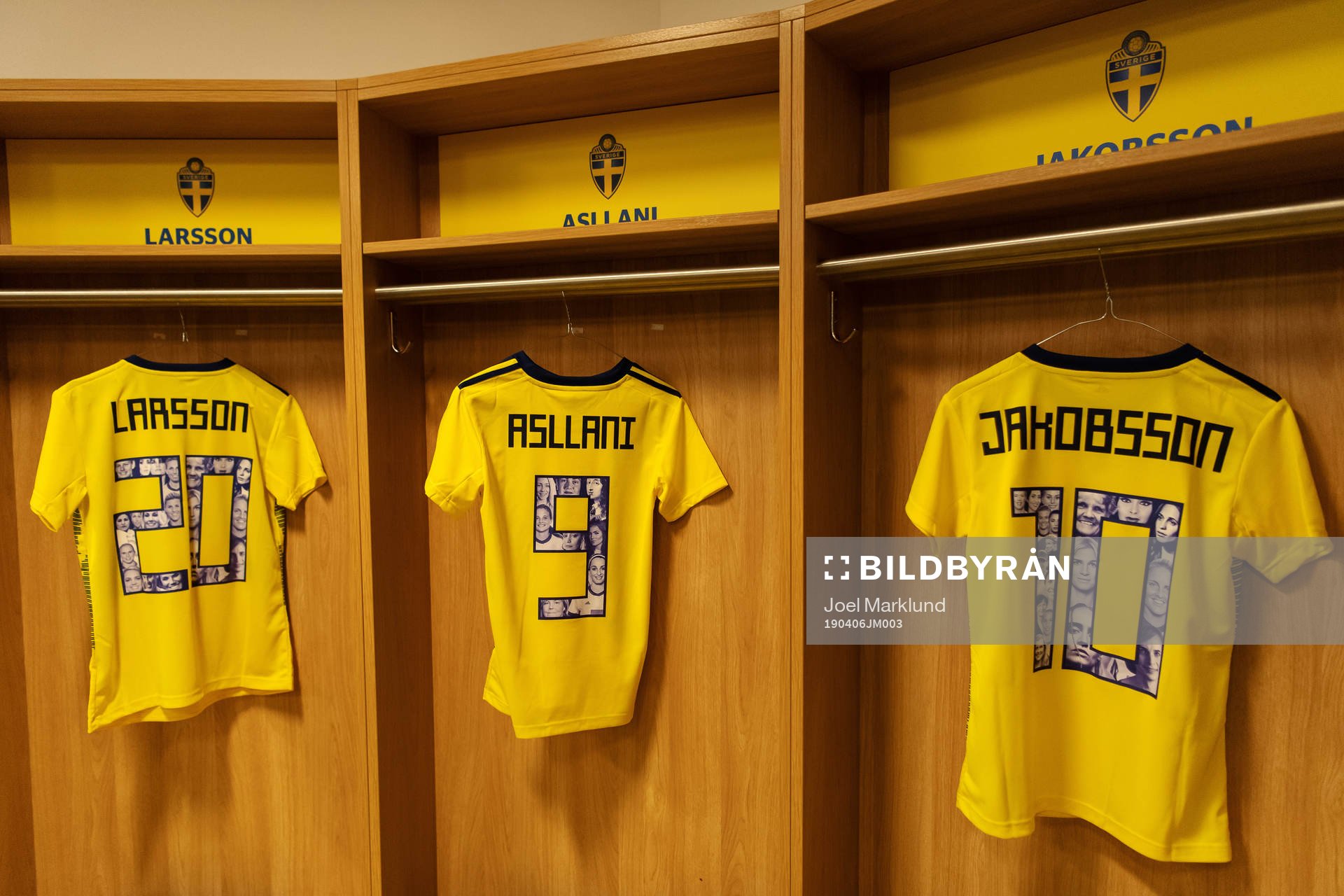Jerseys of Mimmi Larsson, Kosovare Asllani and Sofia