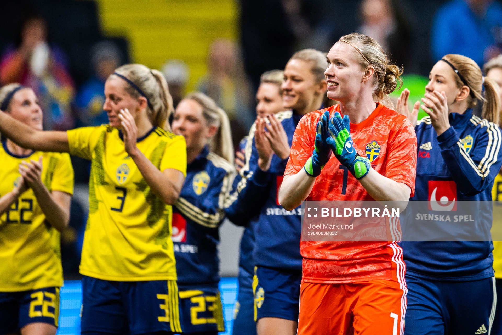 Goalkeeper Hedvig Lindahl of Sweden thanks the supporters