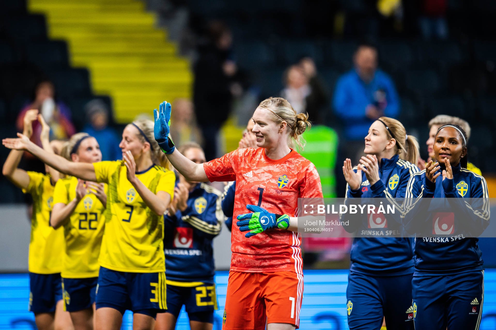 Goalkeeper Hedvig Lindahl of Sweden thanks the supporters