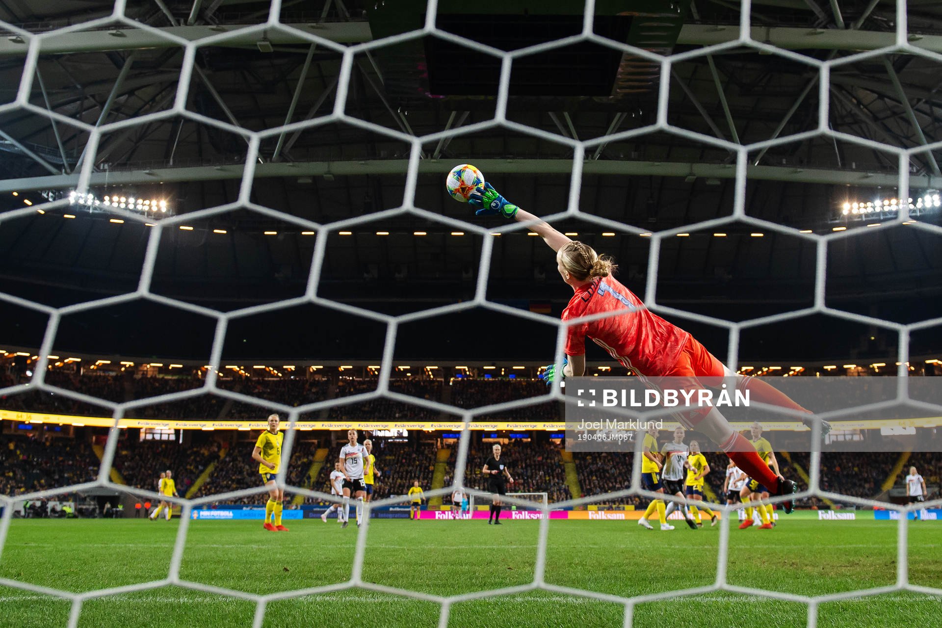 Goalkeeper Hedvig Lindahl of Sweden lets in the 0-2 goal