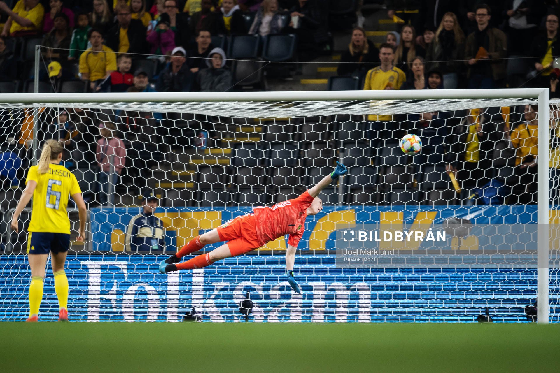 Goalkeeper Hedvig Lindahl of Sweden lets in the 0-2 goal