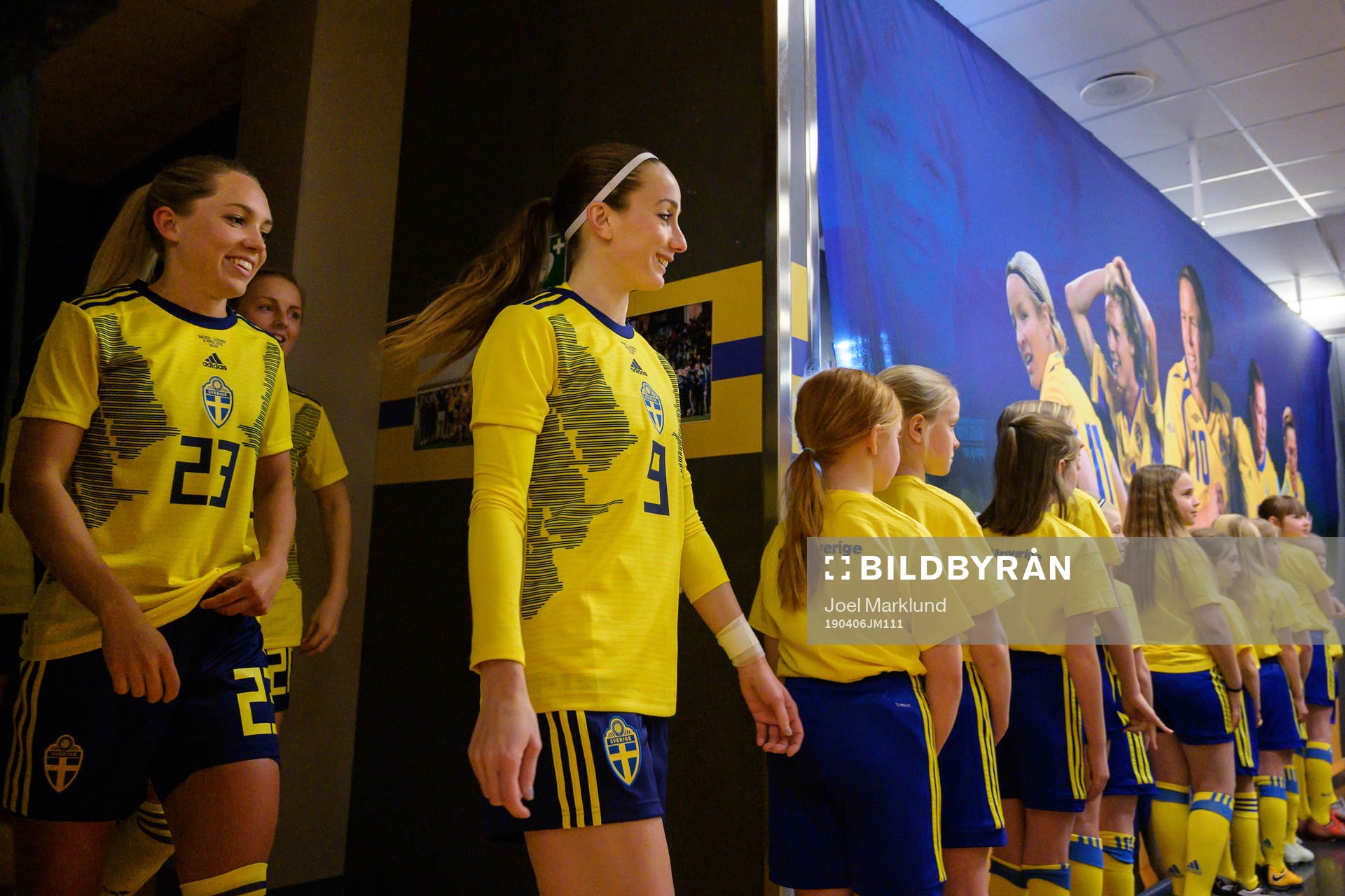 Elin Rubensson and Kosovare Asllani of Sweden in the