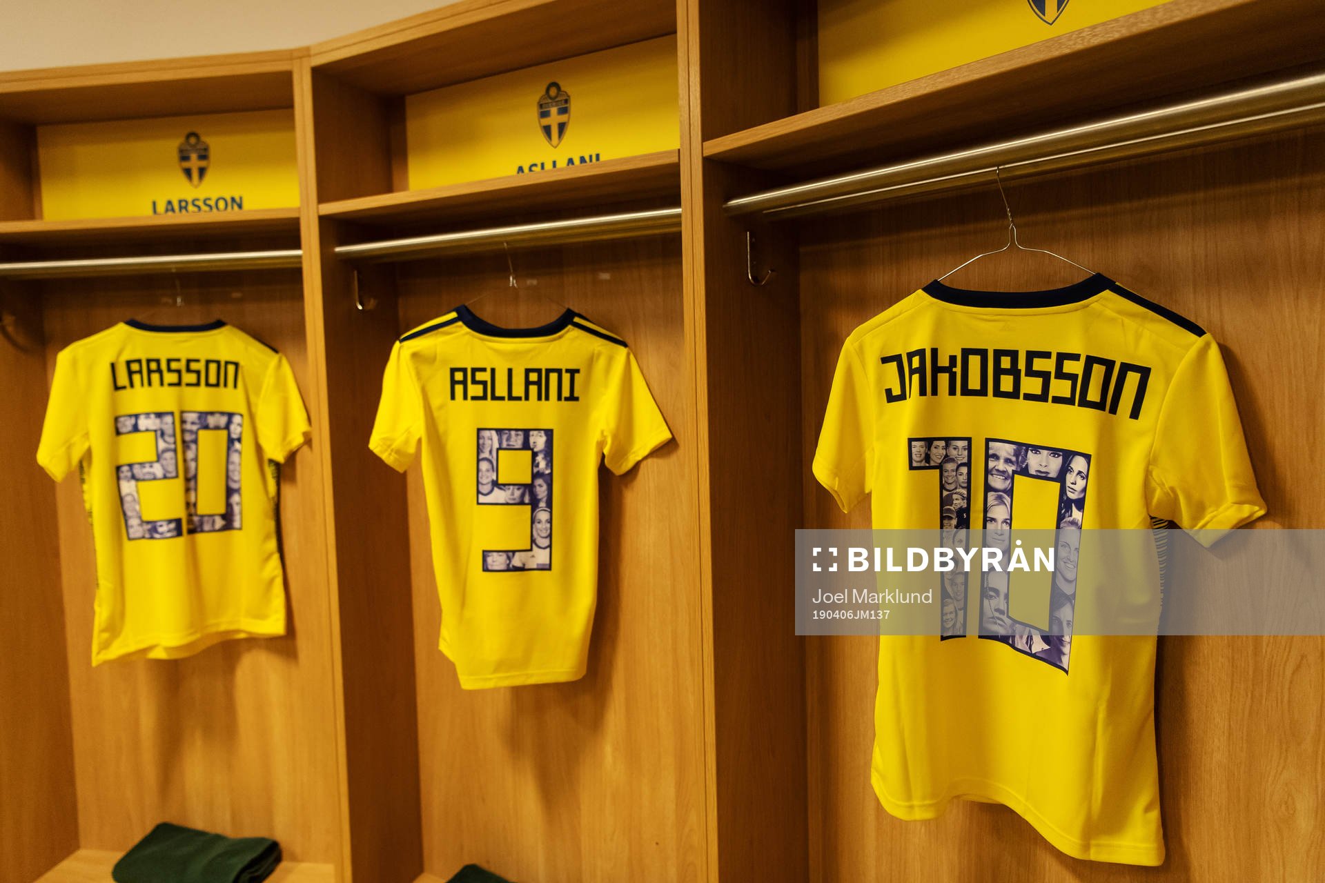 Jerseys of Mimmi Larsson, Kosovare Asllani and Sofia