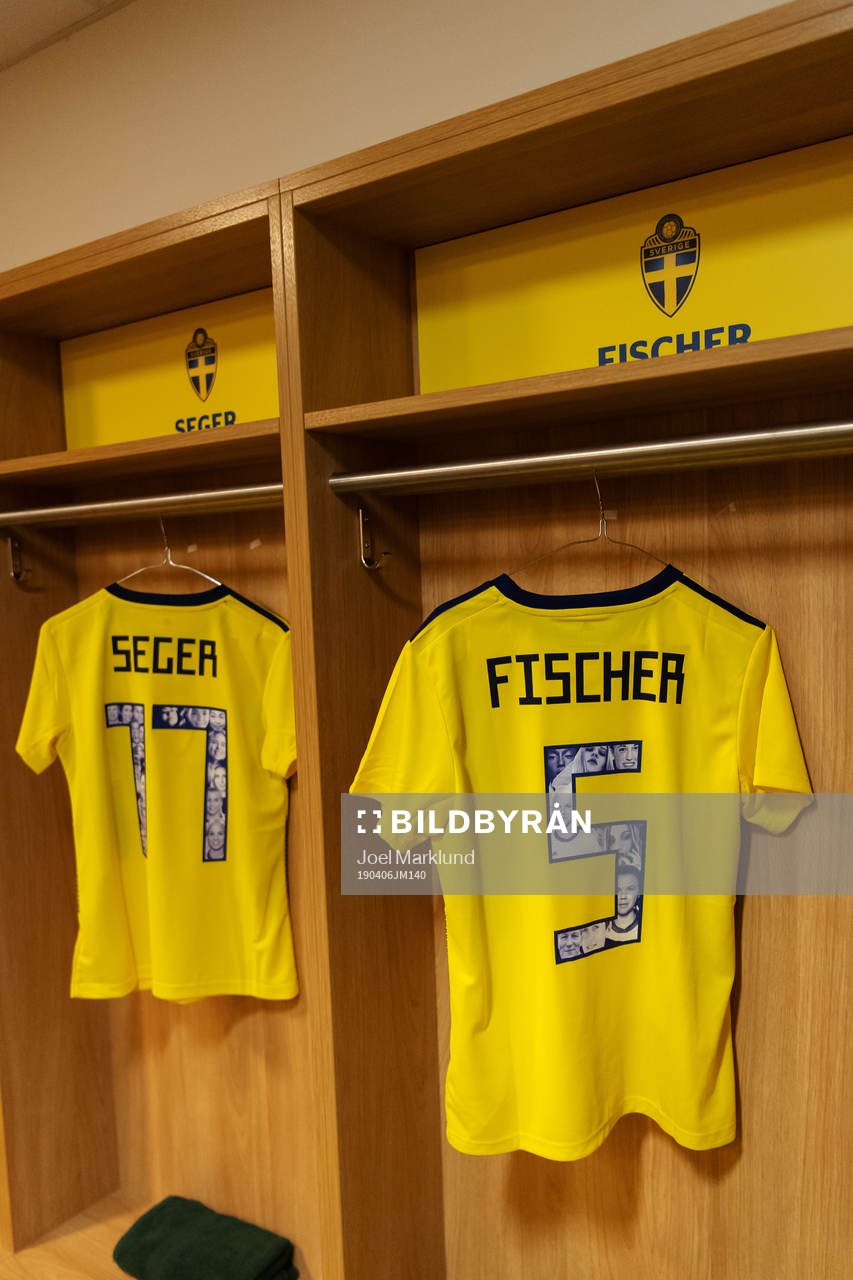 Jerseys of Caroline Seger and Nilla Fischer are seen in